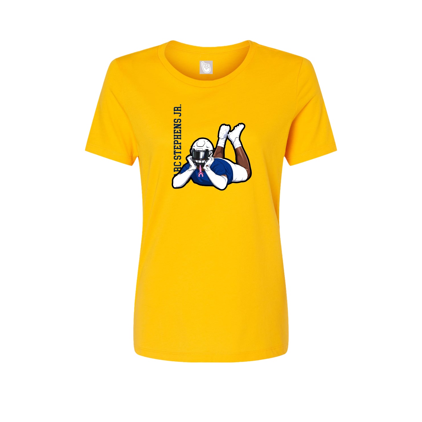 Womens Tee — Name Vertical in Gold