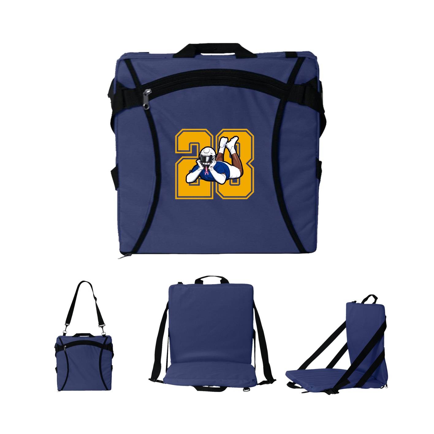 Folding Stadium Seat — Number in Navy