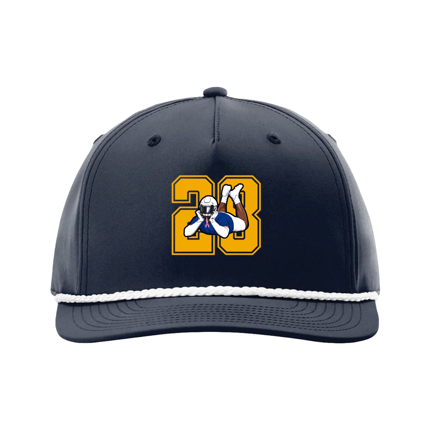 Five-Panel Classic Rope Cap — Number in Navy