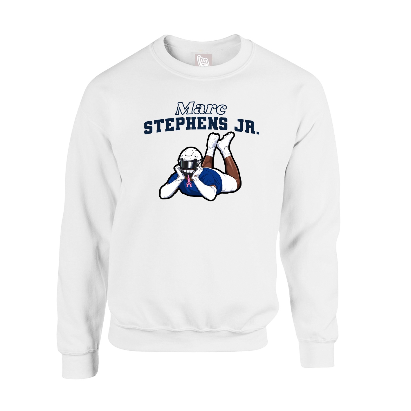 Fleece Crew — Name Arch in White
