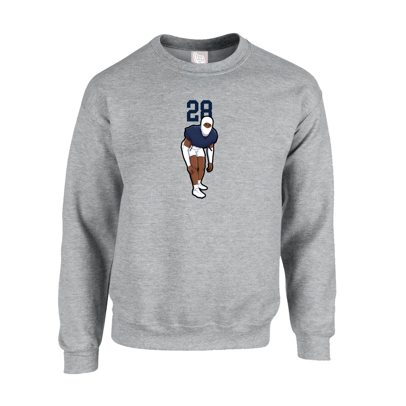 Fleece Crew — Number Top in Grey