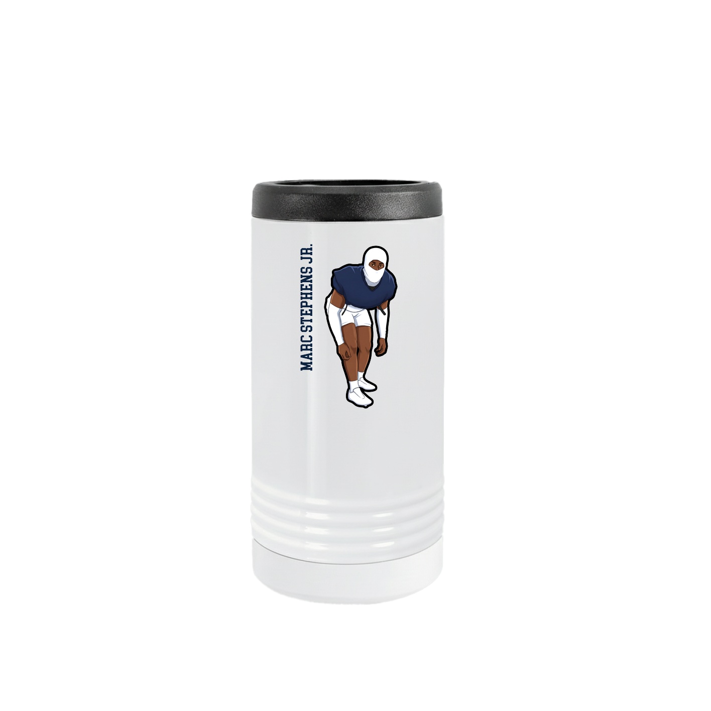 Slim Beverage Holder — Name Vertical in White