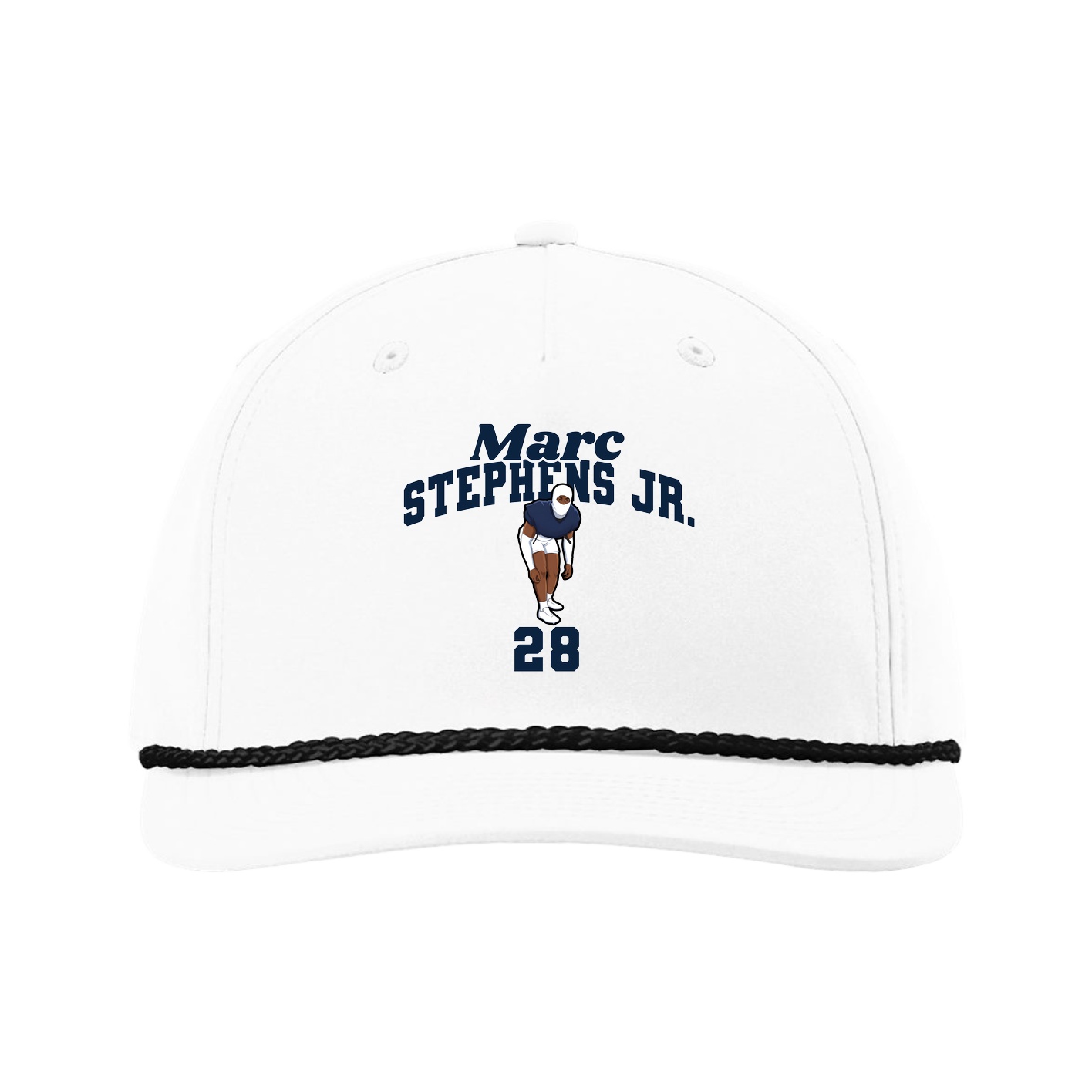 Five-Panel Classic Rope Cap — Signature Arch in White