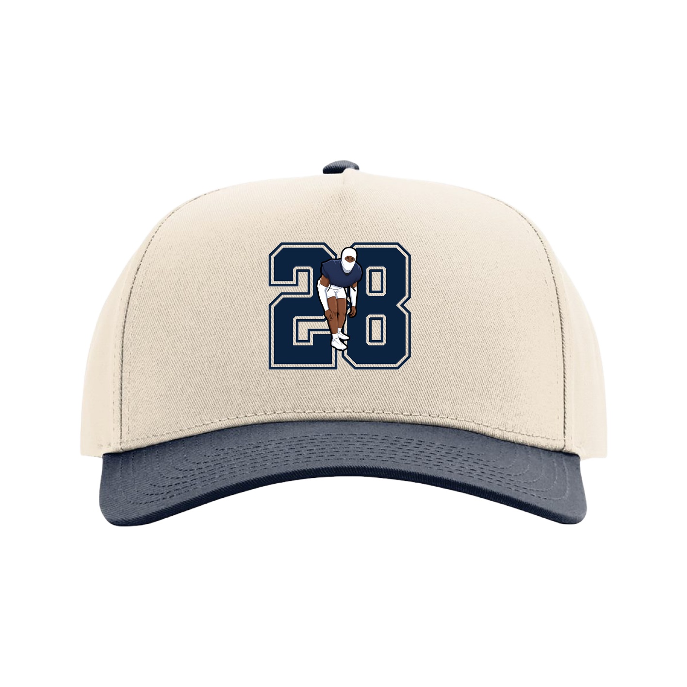 Full Fabric Five-Panel Champ Cap — Number in Cream/Navy