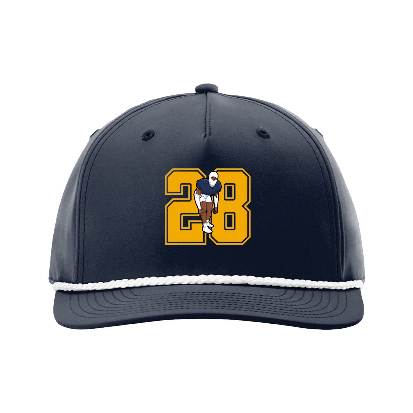 Five-Panel Classic Rope Cap — Number in Navy