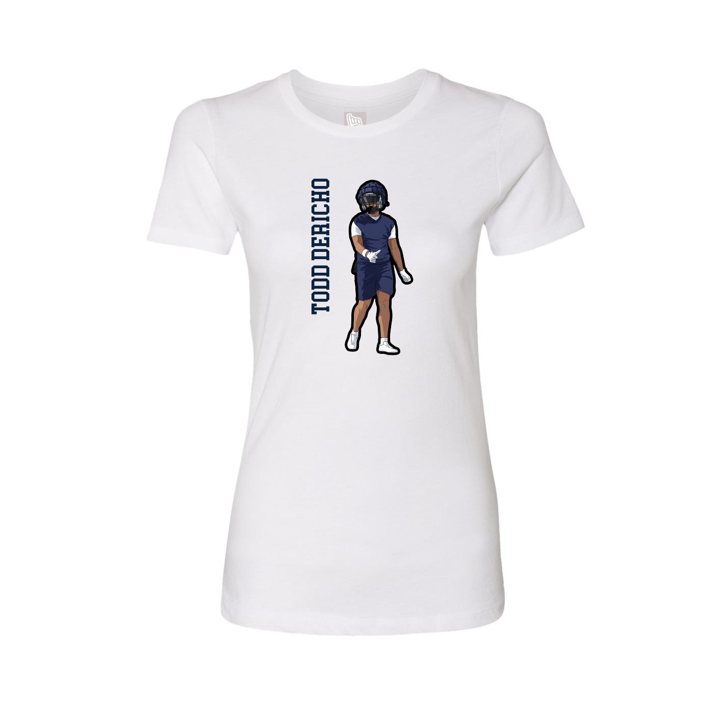 Fitted Women's Tee — Name Vertical in White