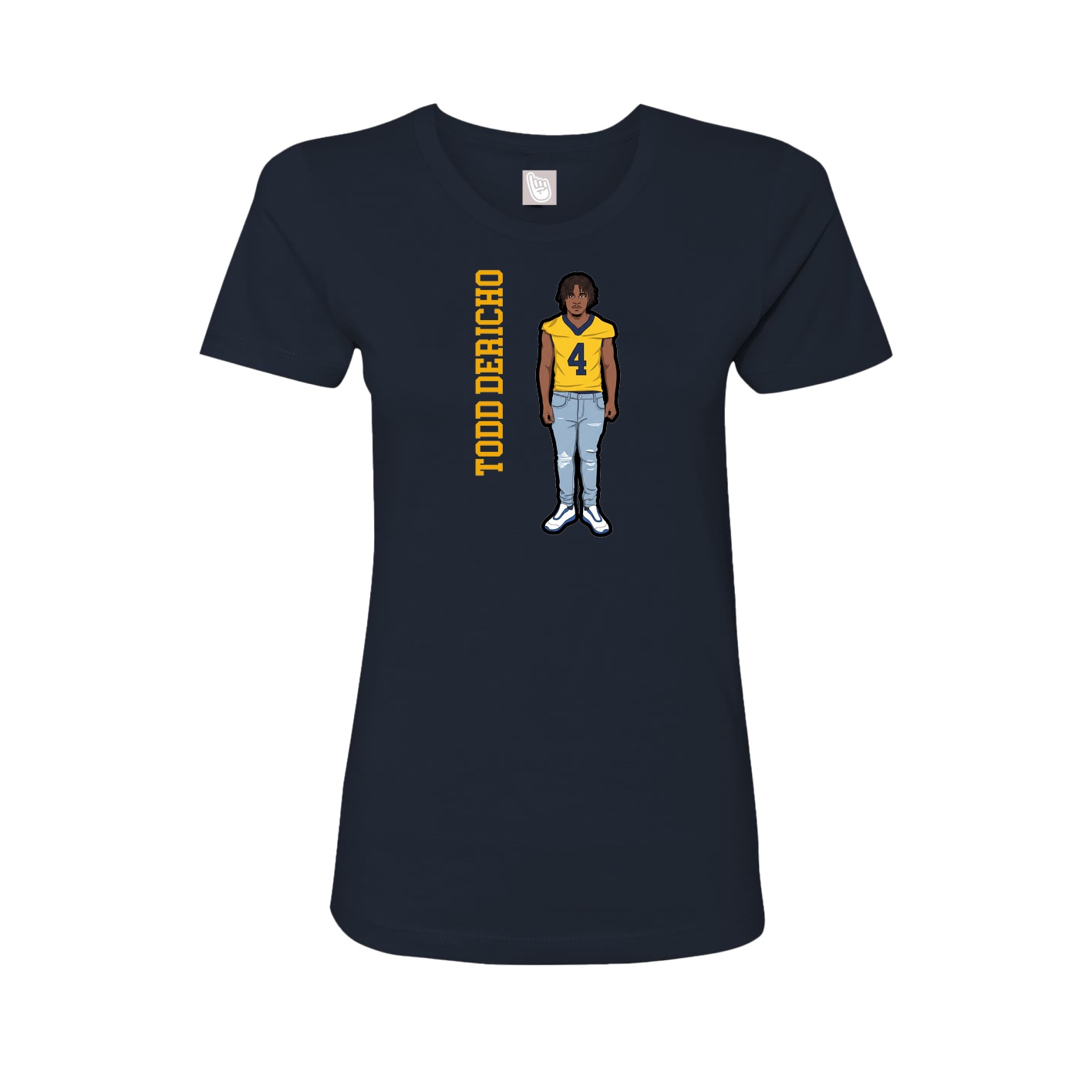 Fitted Women's Tee — Name Vertical in Navy