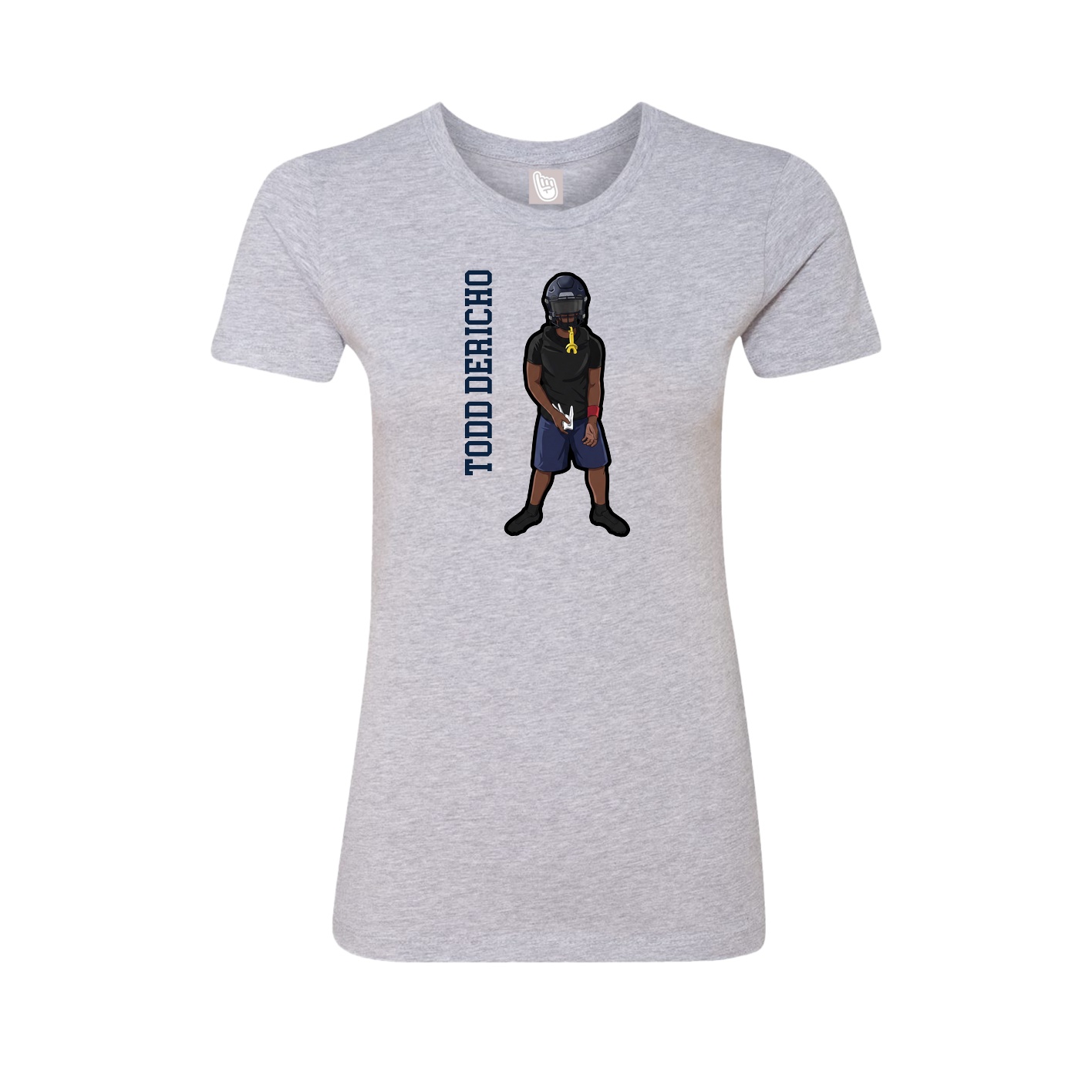 Fitted Women's Tee — Name Vertical in Grey