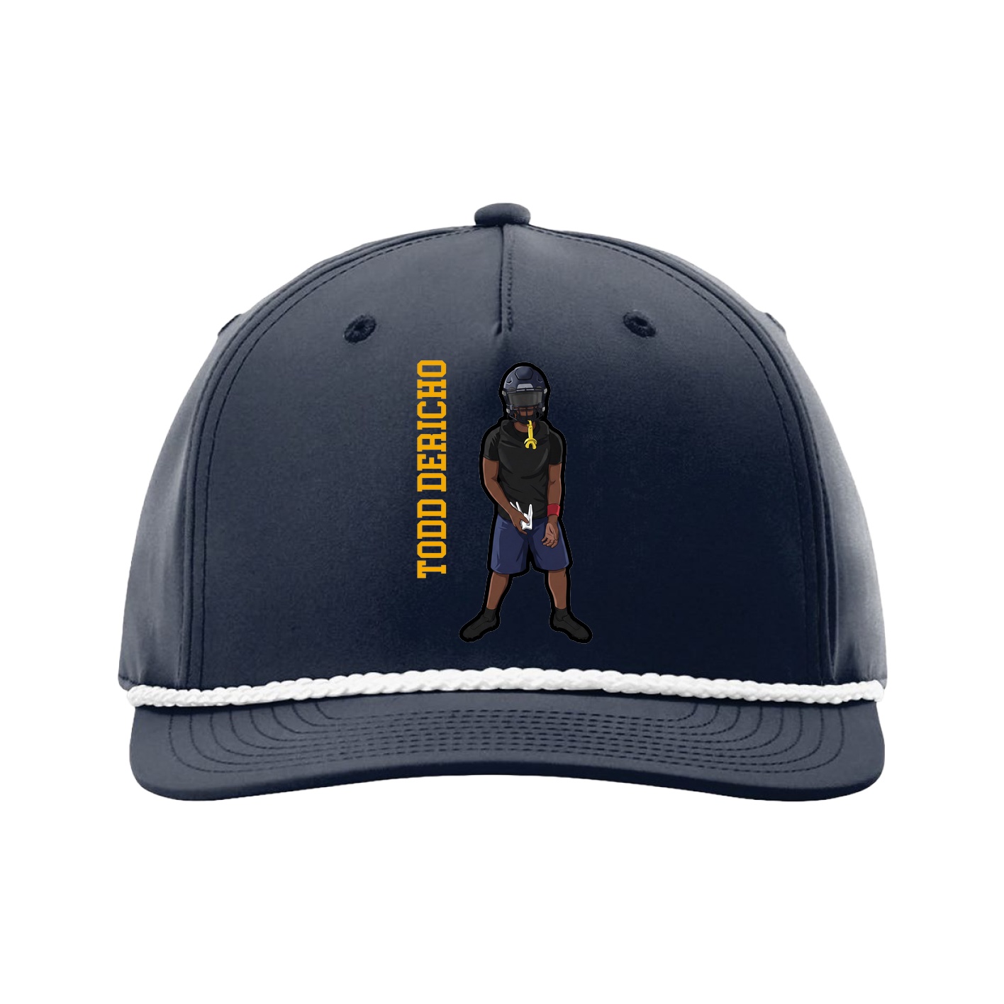 Five-Panel Classic Rope Cap — Name Vertical in Navy