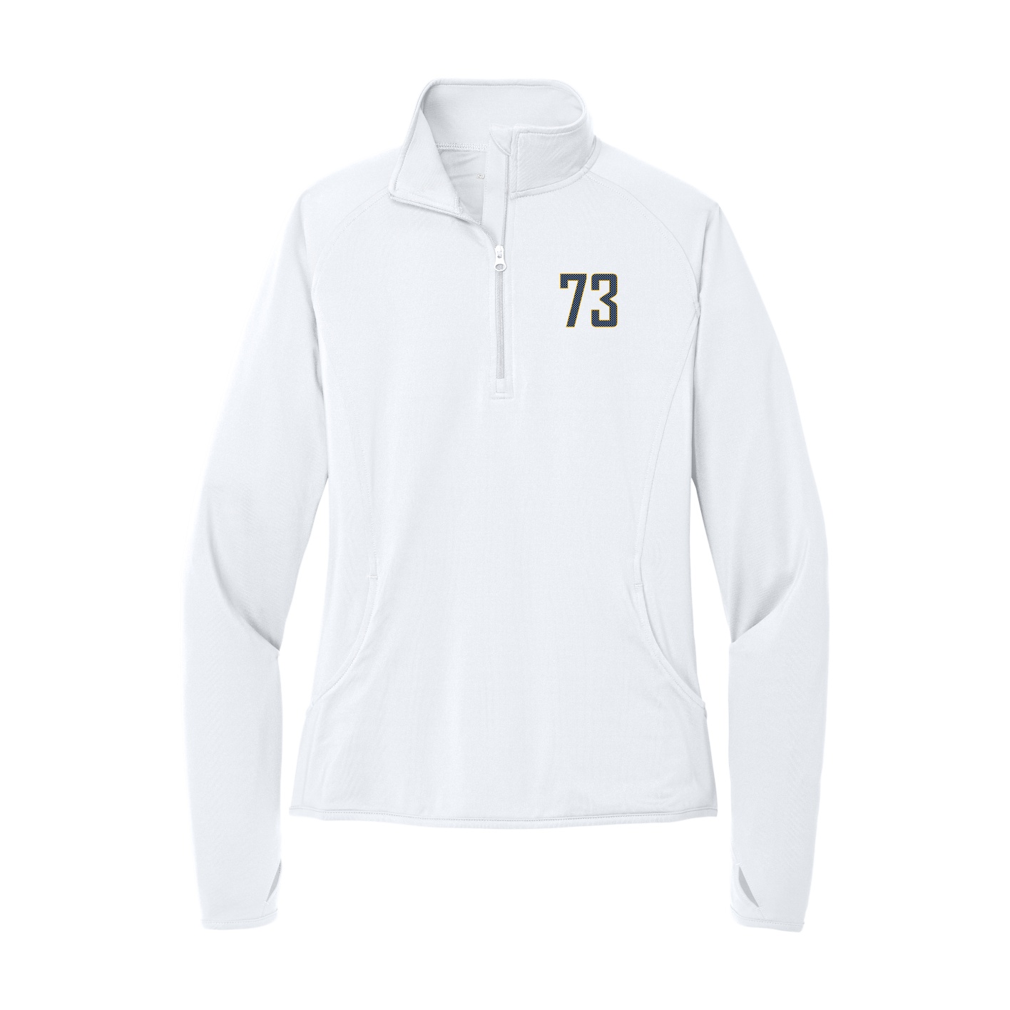 Women's Q-Zip Pullover — Front Shirsy in White