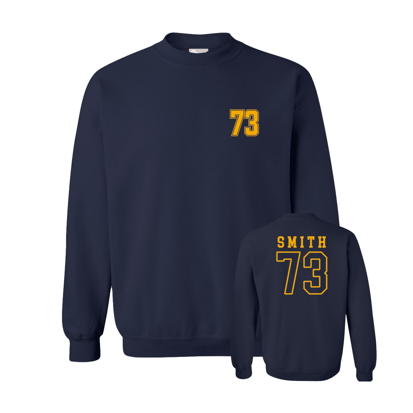 Fleece Crew — Chest Back in Navy