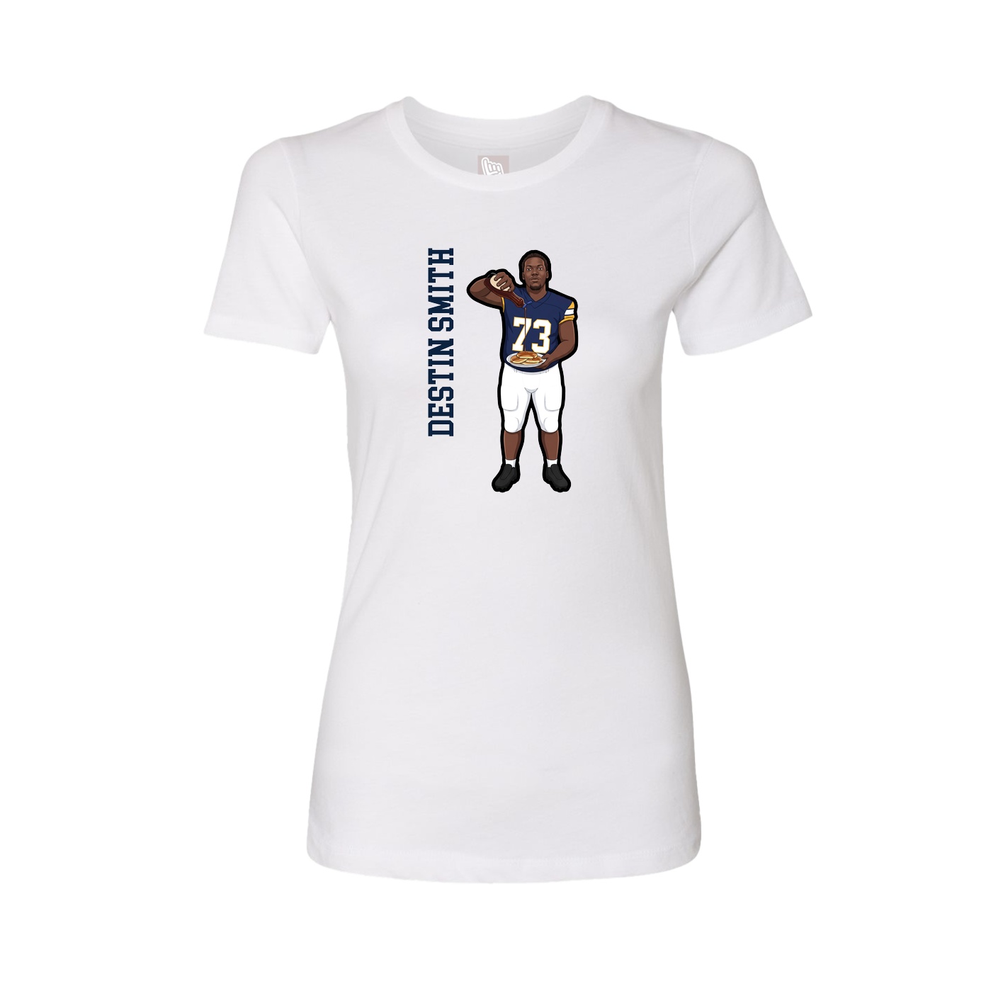 Fitted Women's Tee — Name Vertical in White