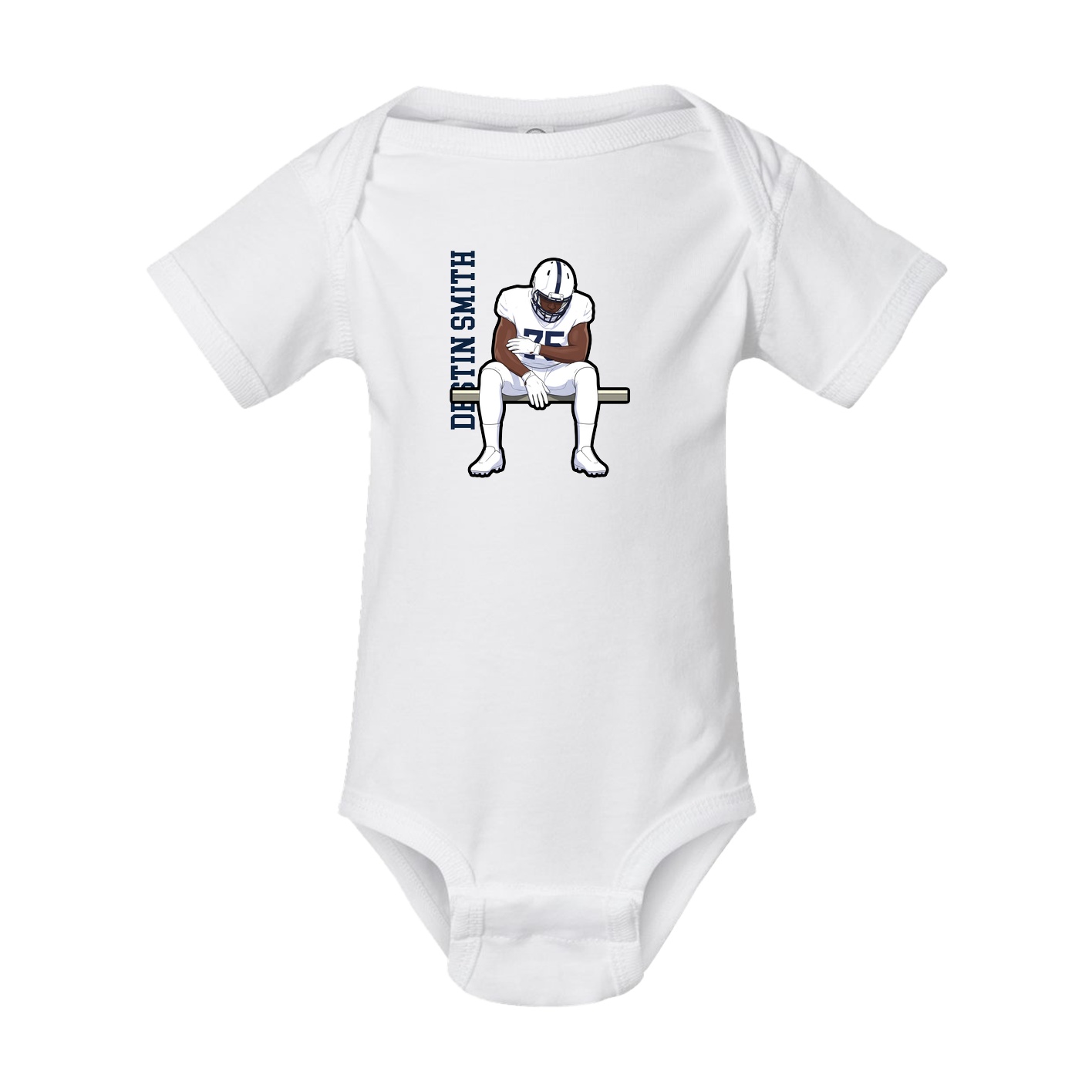 Baby Onesie — Name Vertical in White