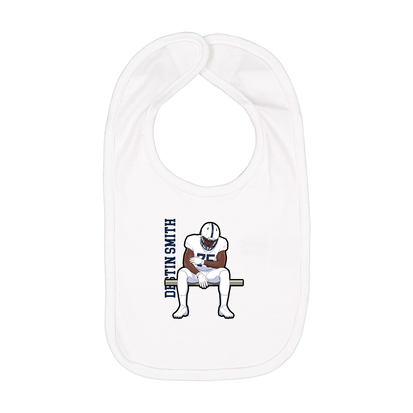 Infant Bib — Name Vertical in White