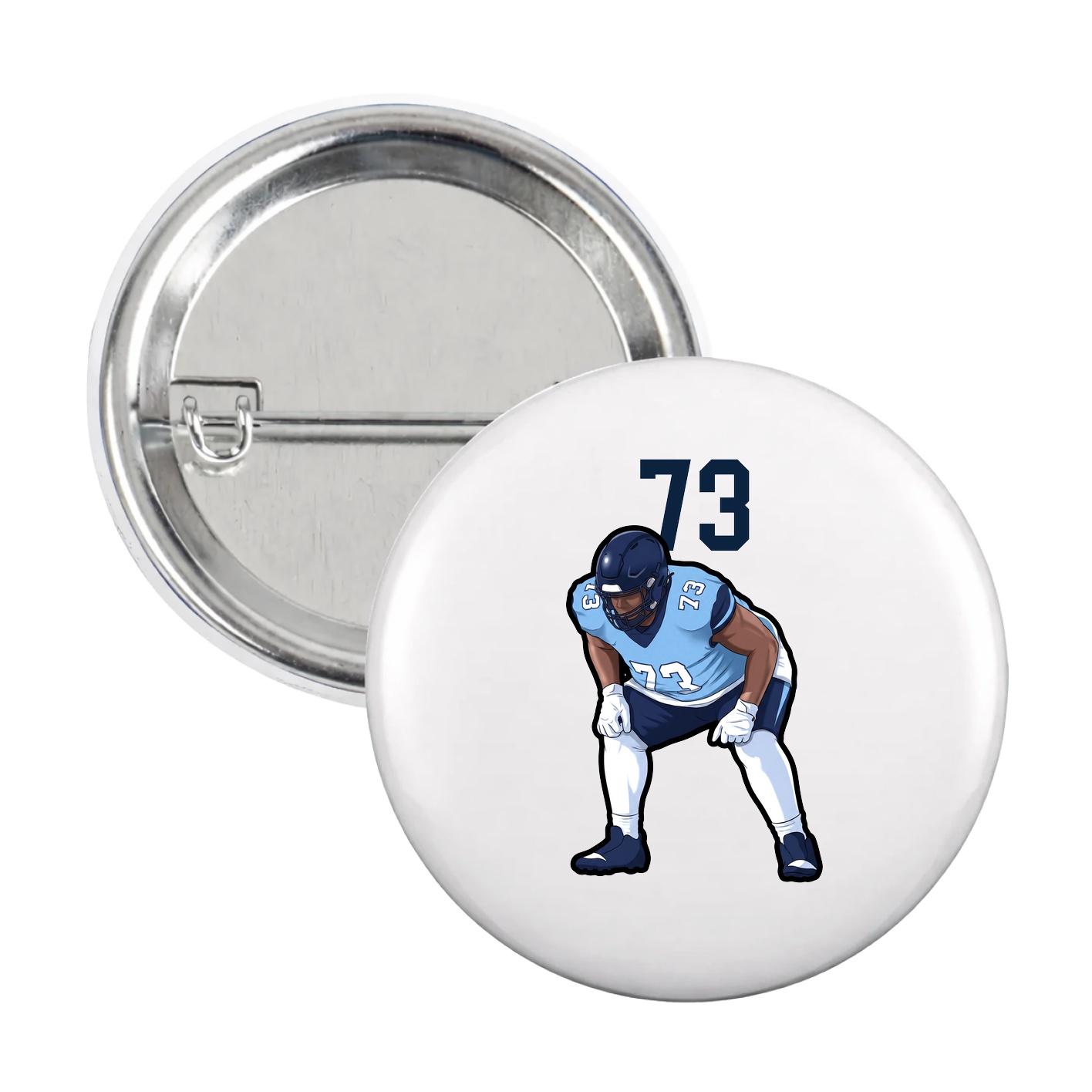 Game Day Button — Number Top in White