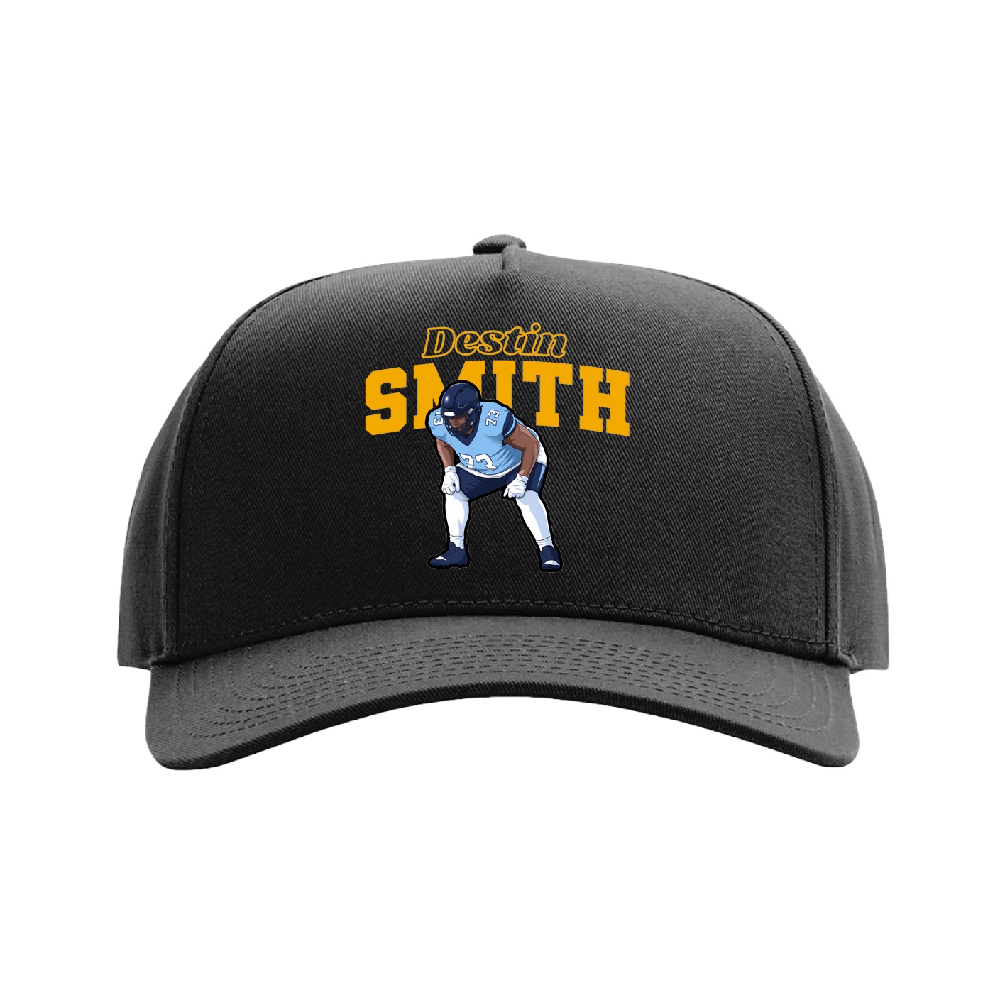 Full Fabric Five-Panel Champ Cap — Name Arch in Black