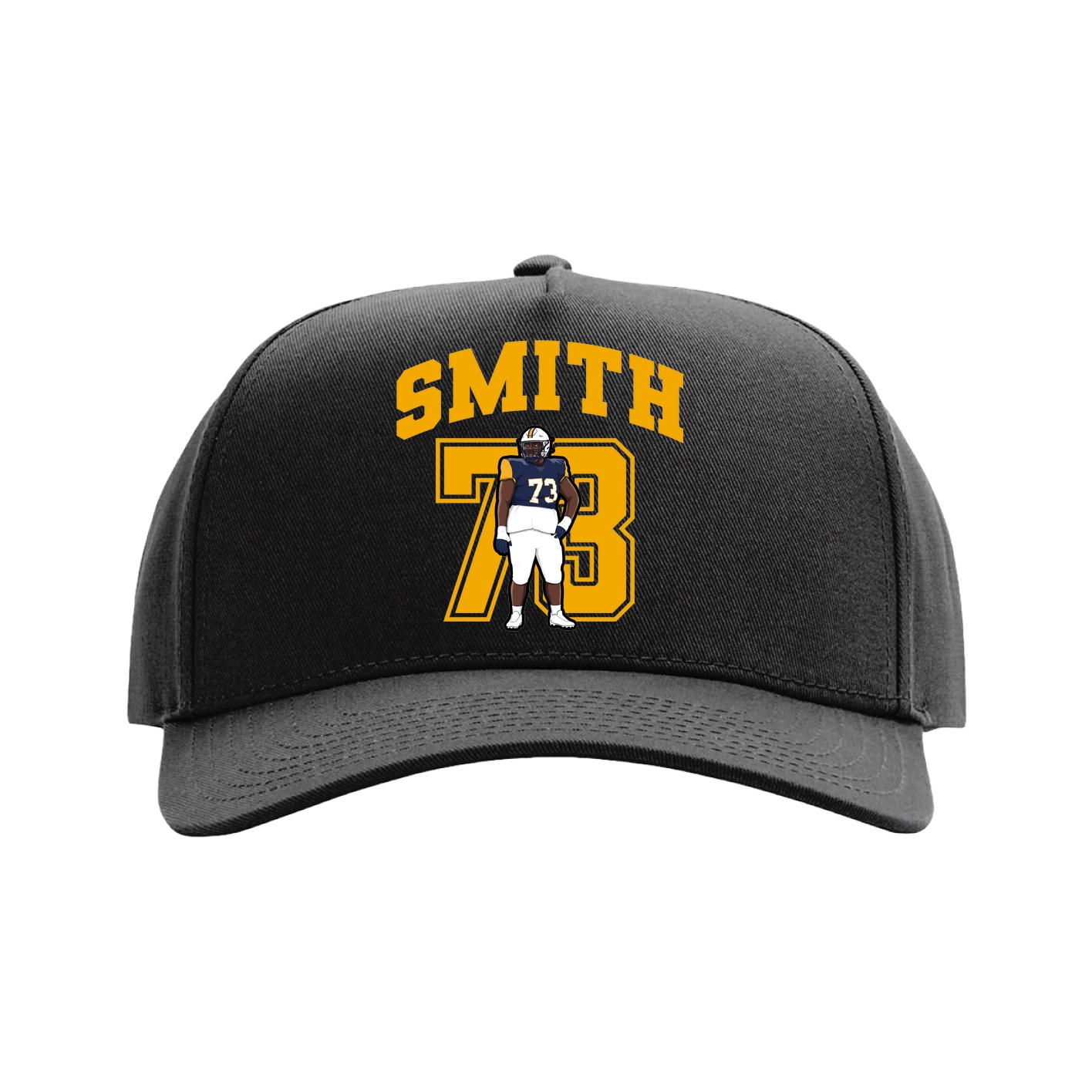 Full Fabric Five-Panel Champ Cap — Number in Black