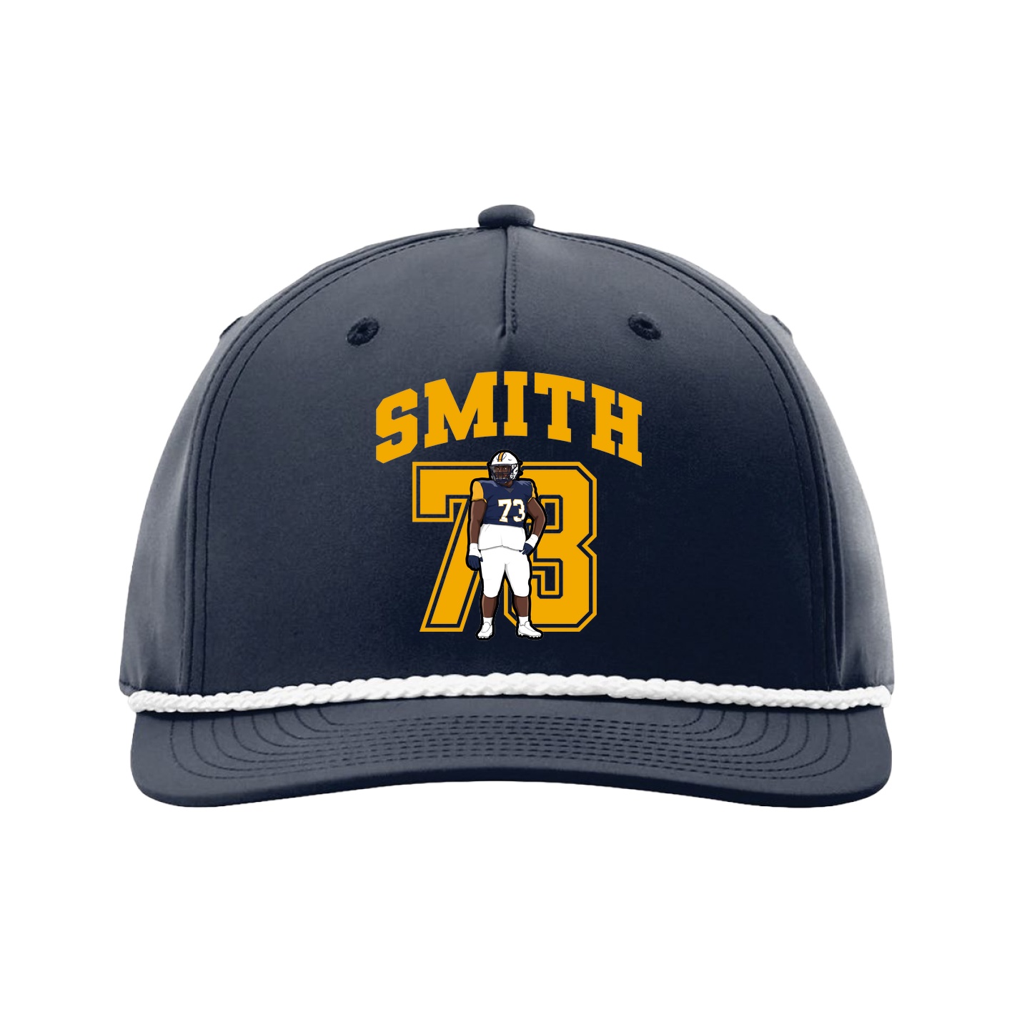 Five-Panel Classic Rope Cap — Number in Navy