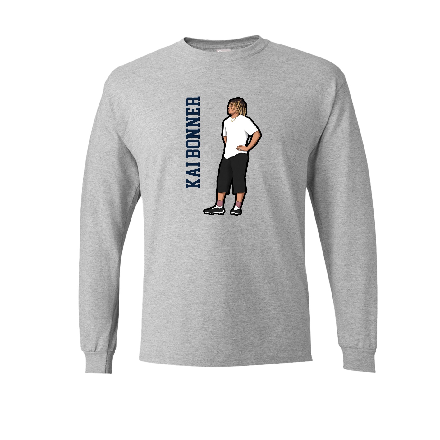 Long Sleeve Tee — Name Vertical in Grey