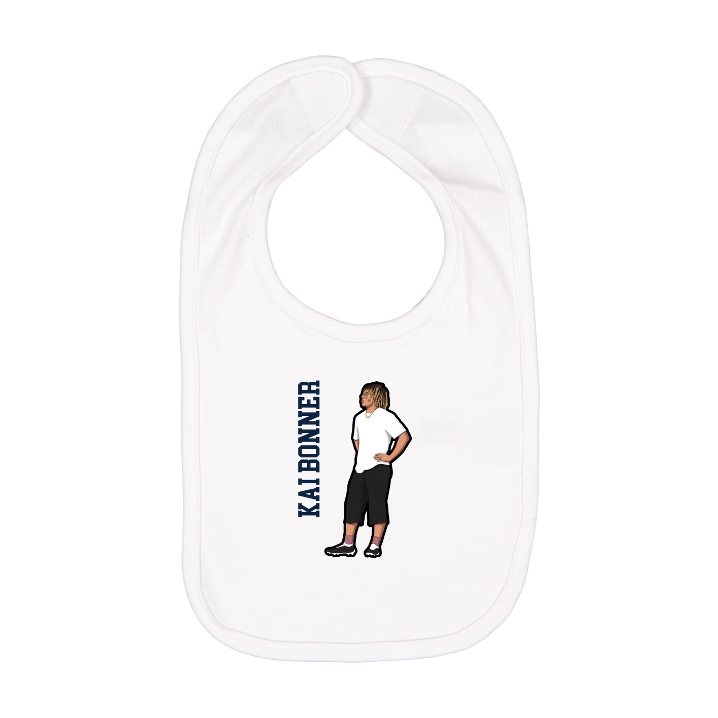 Infant Bib — Name Vertical in White