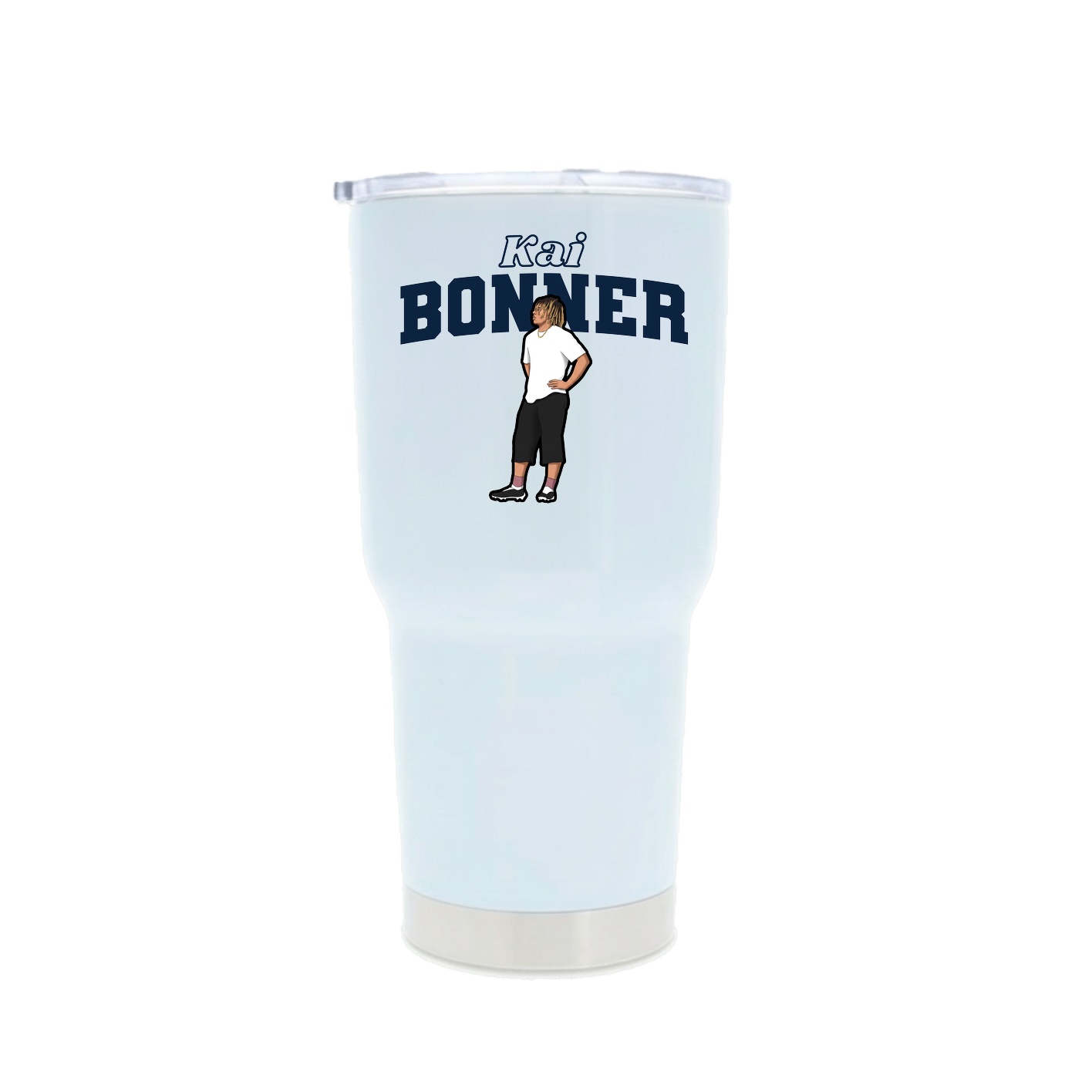 30oz Stainless Steel Tumbler — Name Arch in White