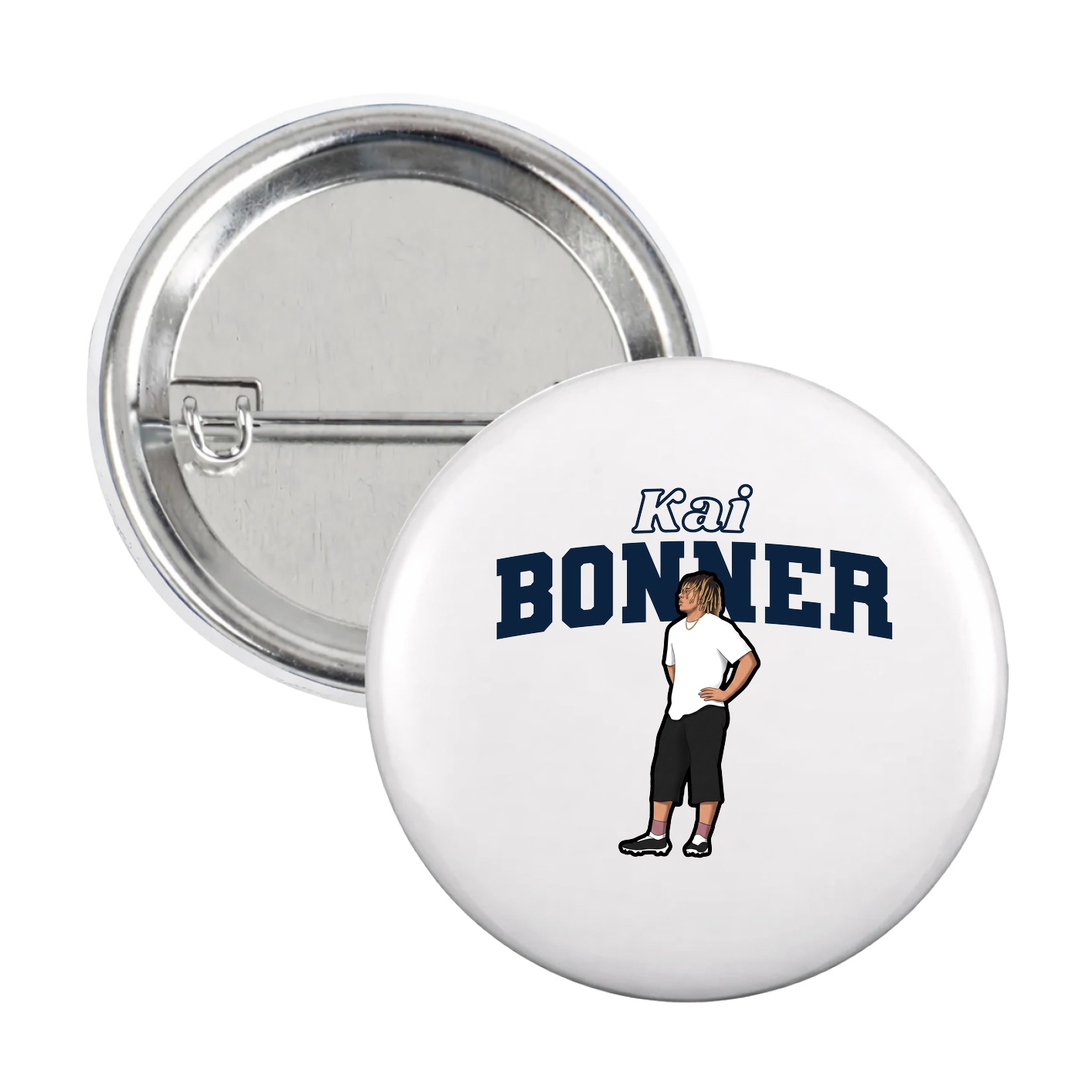 Game Day Button — Name Arch in White