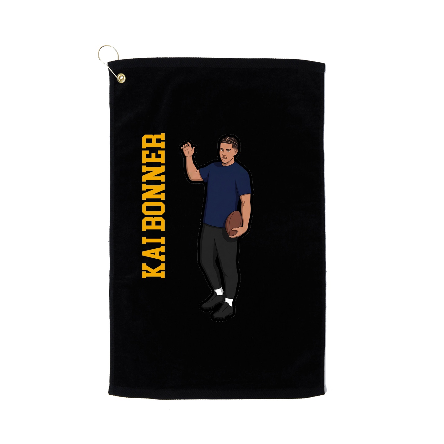 Golf Towel — Name Vertical in Black