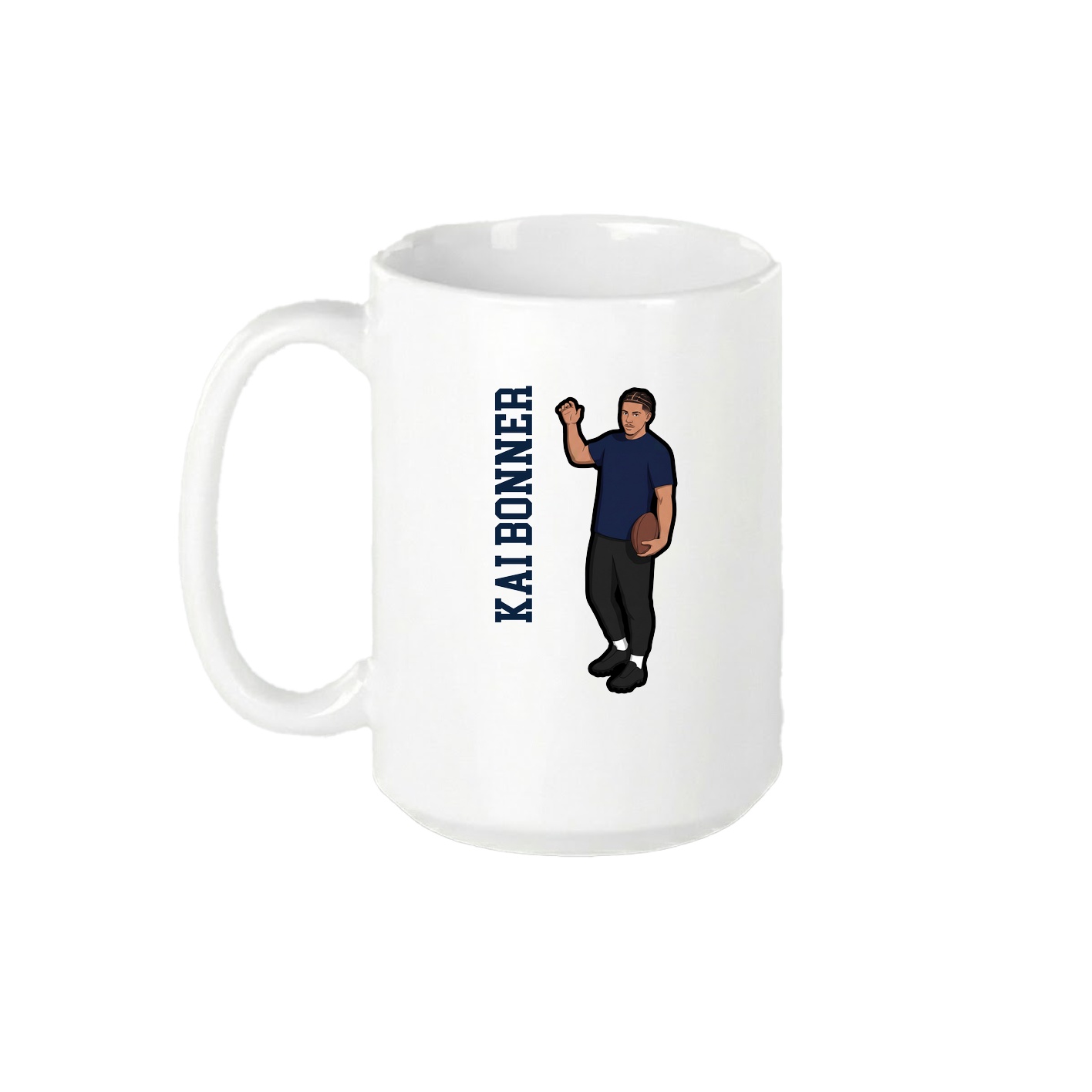 15oz Coffee Mug — Name Vertical in White