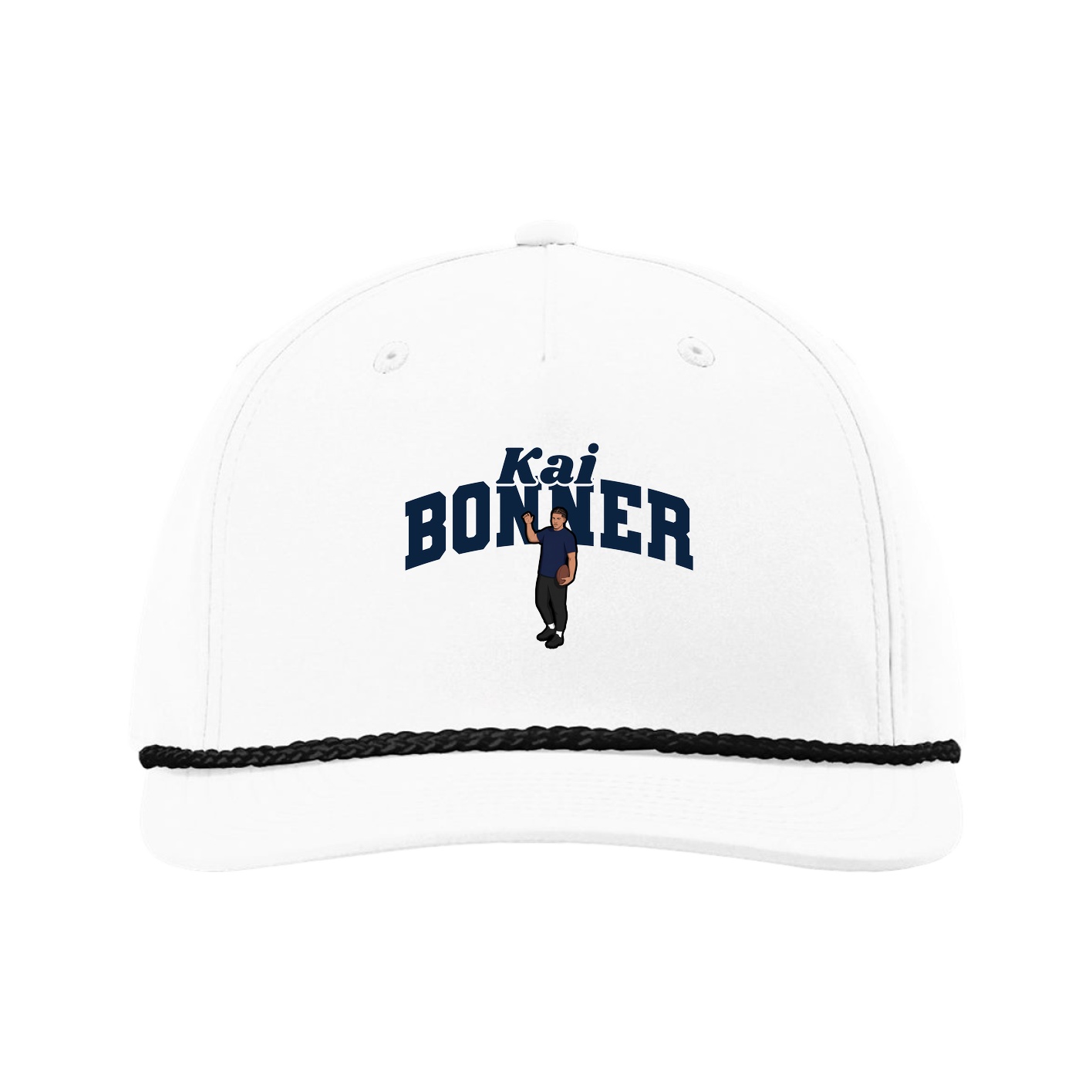Five-Panel Classic Rope Cap — Signature Arch in White
