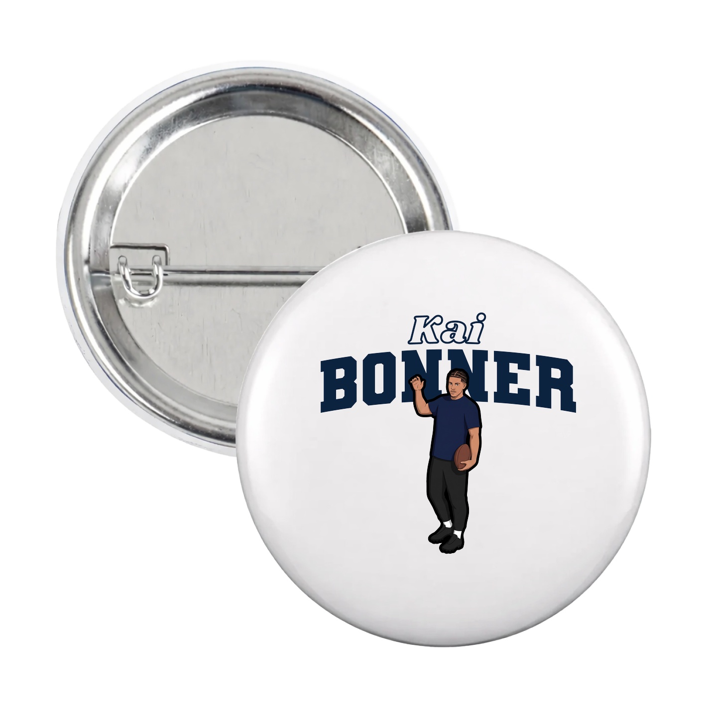 Game Day Button — Name Arch in White