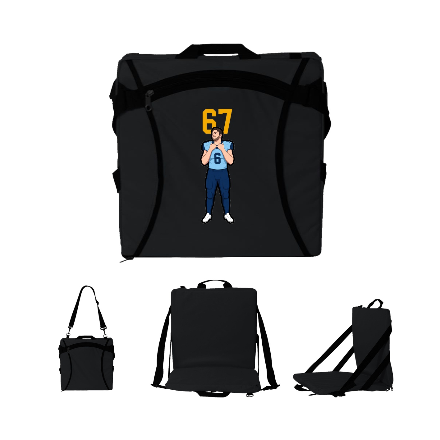 Folding Stadium Seat — Number Top in Black