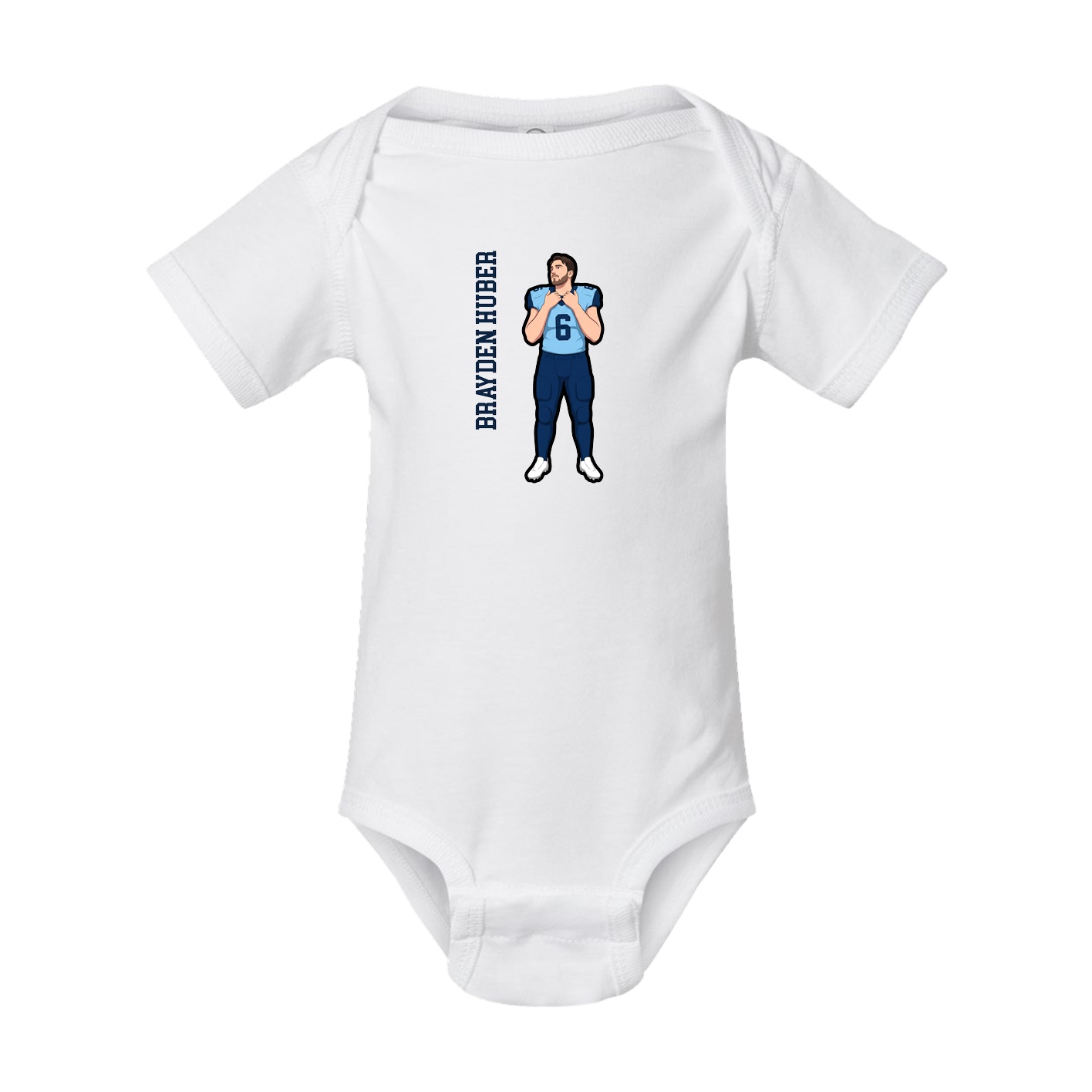 Baby Onesie — Name Vertical in White