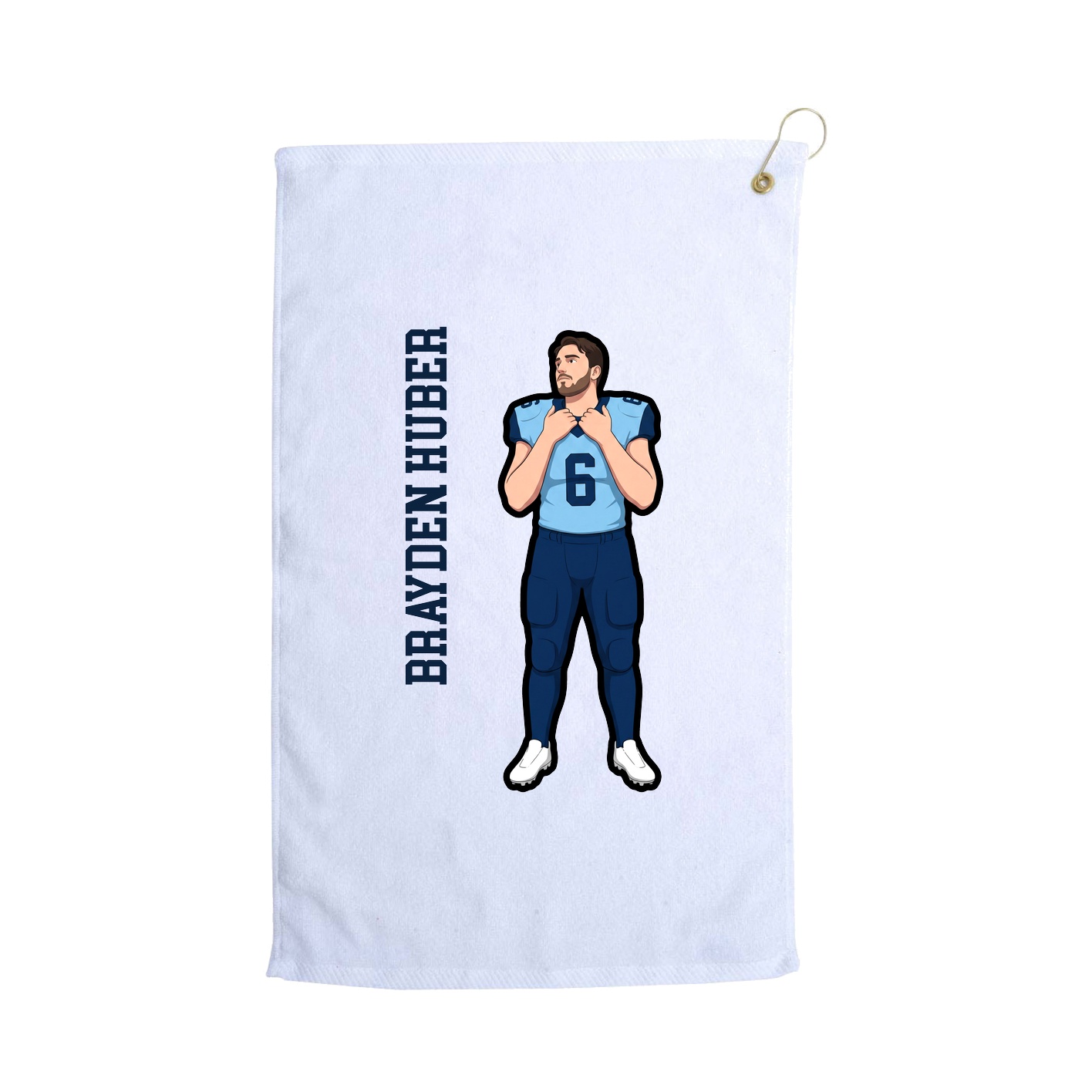Golf Towel — Name Vertical in White