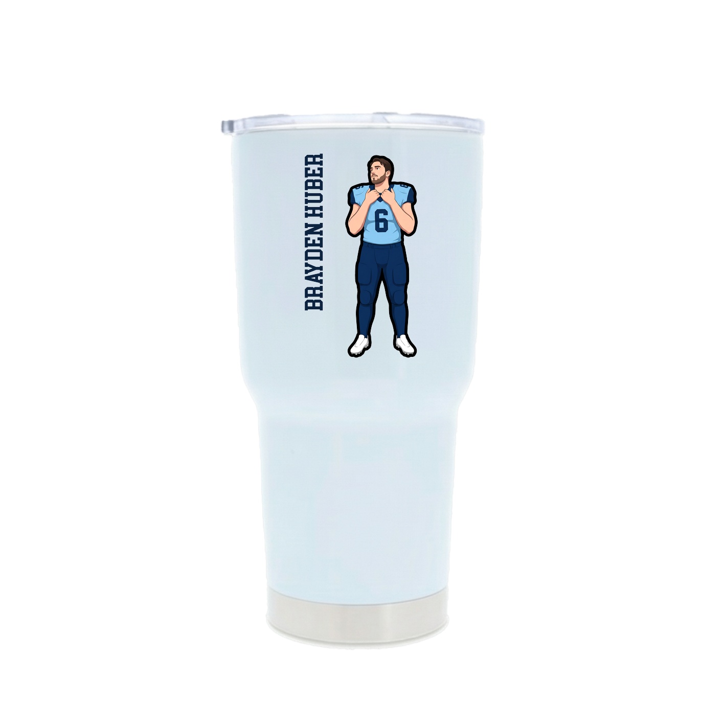 30oz Stainless Steel Tumbler — Name Vertical in White