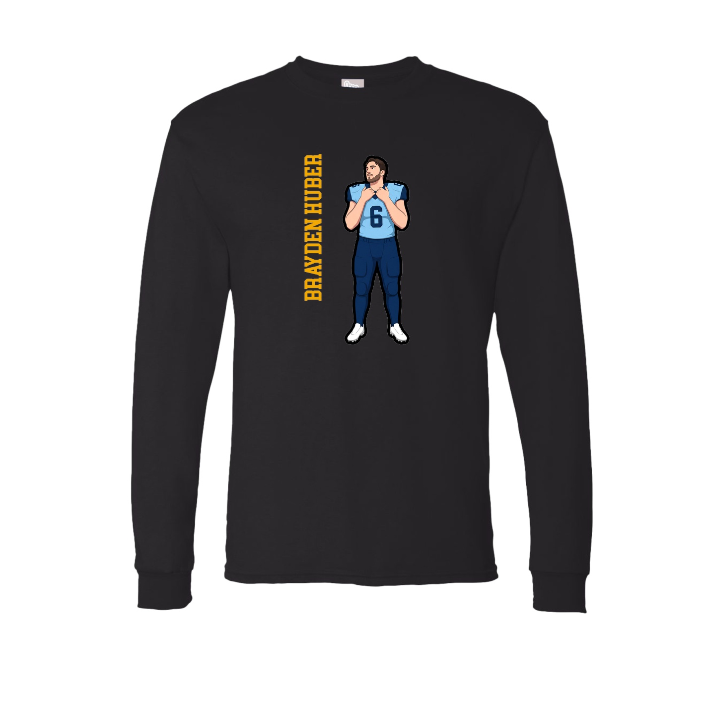 Long Sleeve Tee — Name Vertical in Black
