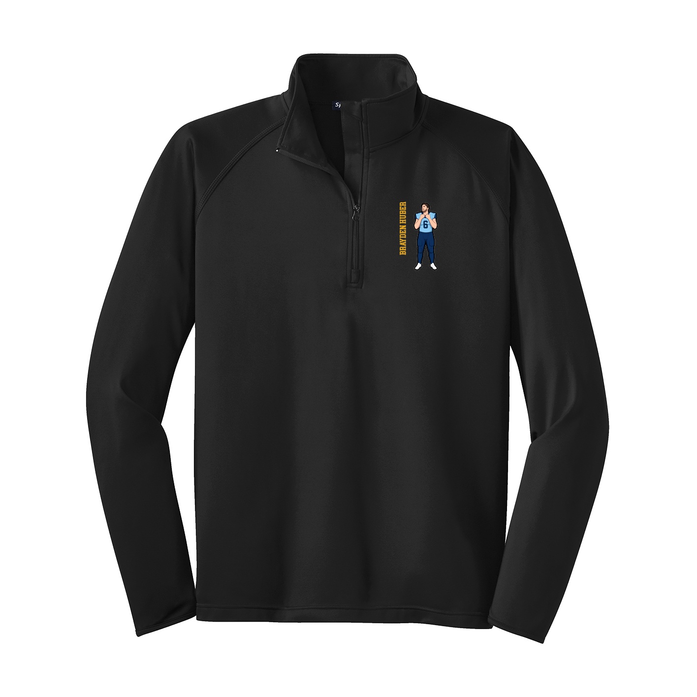 Q-Zip Pullover — Name Vertical in Black