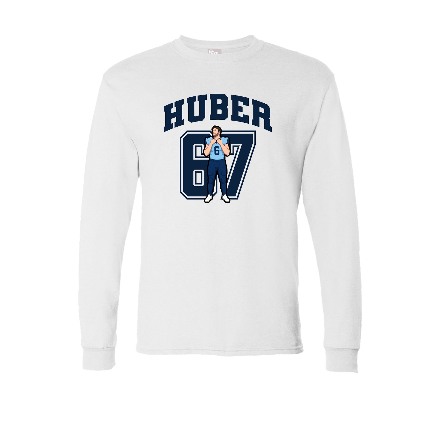Long Sleeve Tee — Number in White