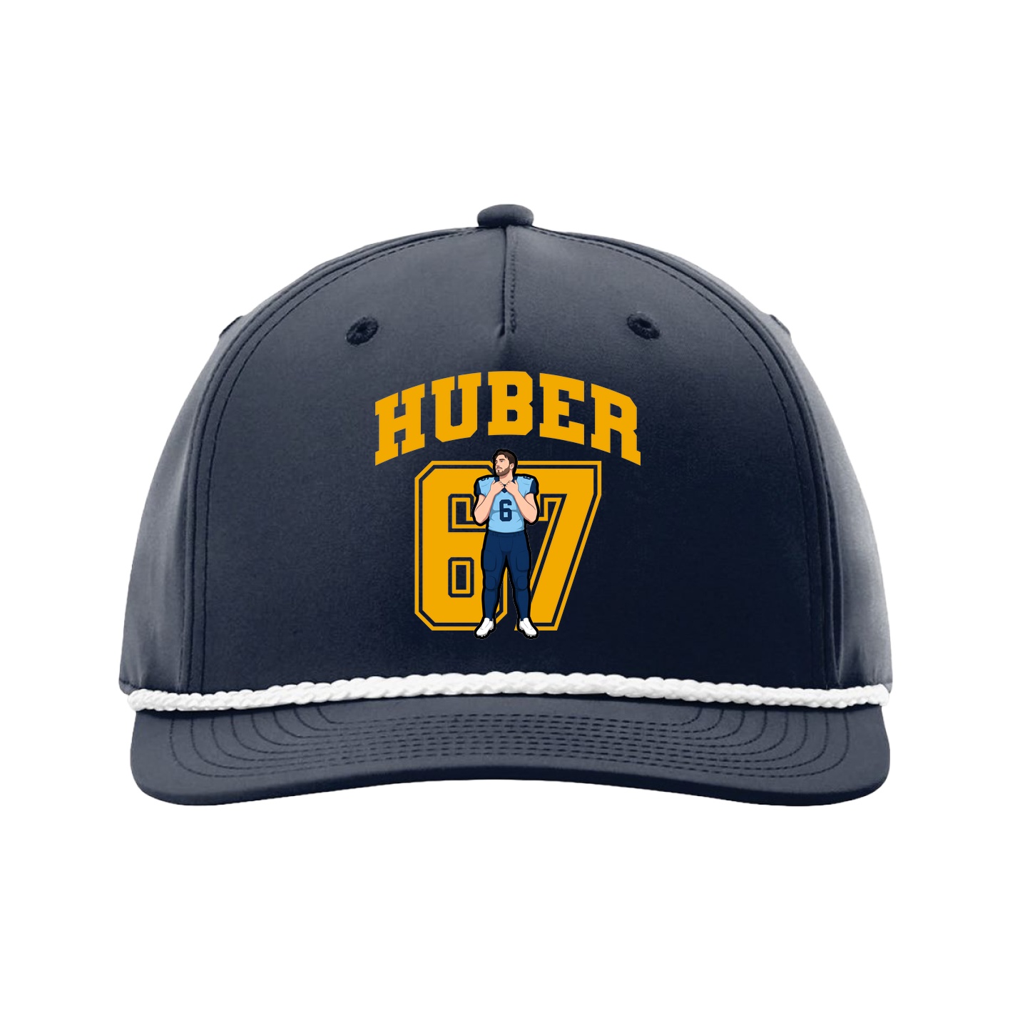 Five-Panel Classic Rope Cap — Number in Navy