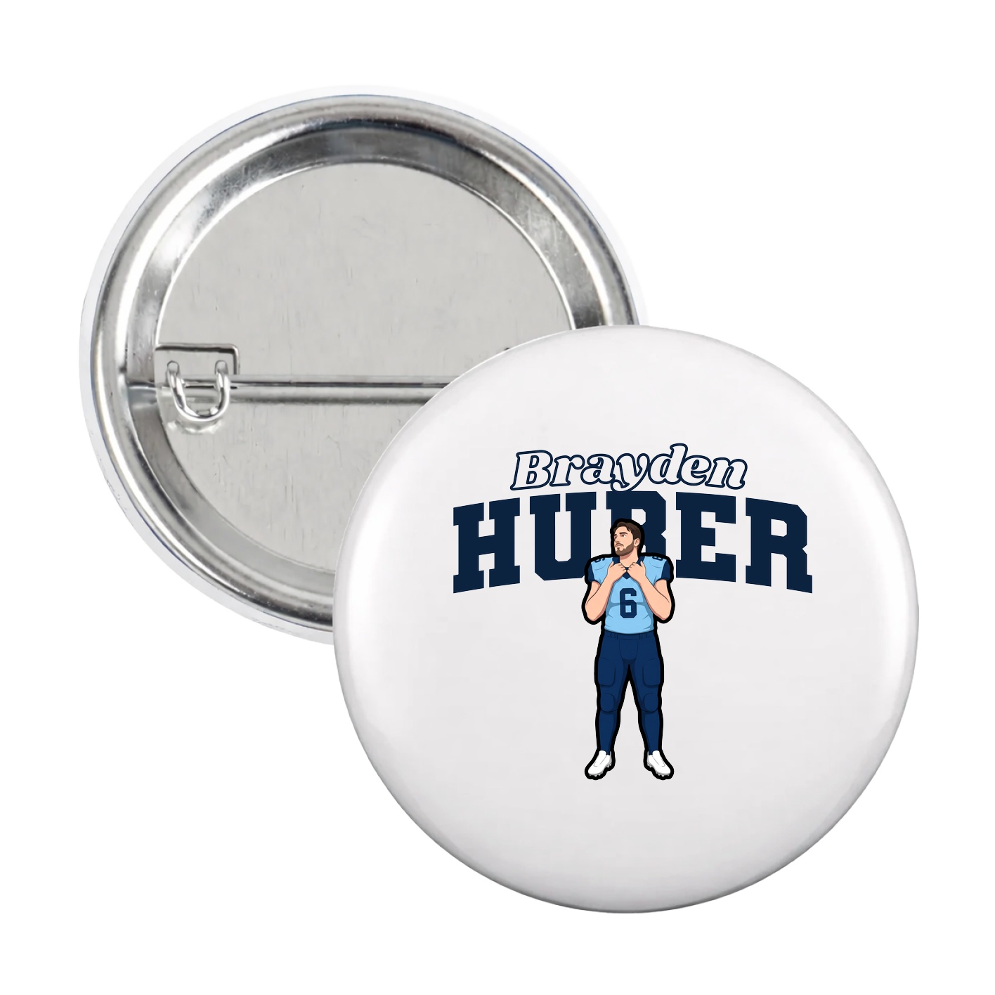 Game Day Button — Name Arch in White