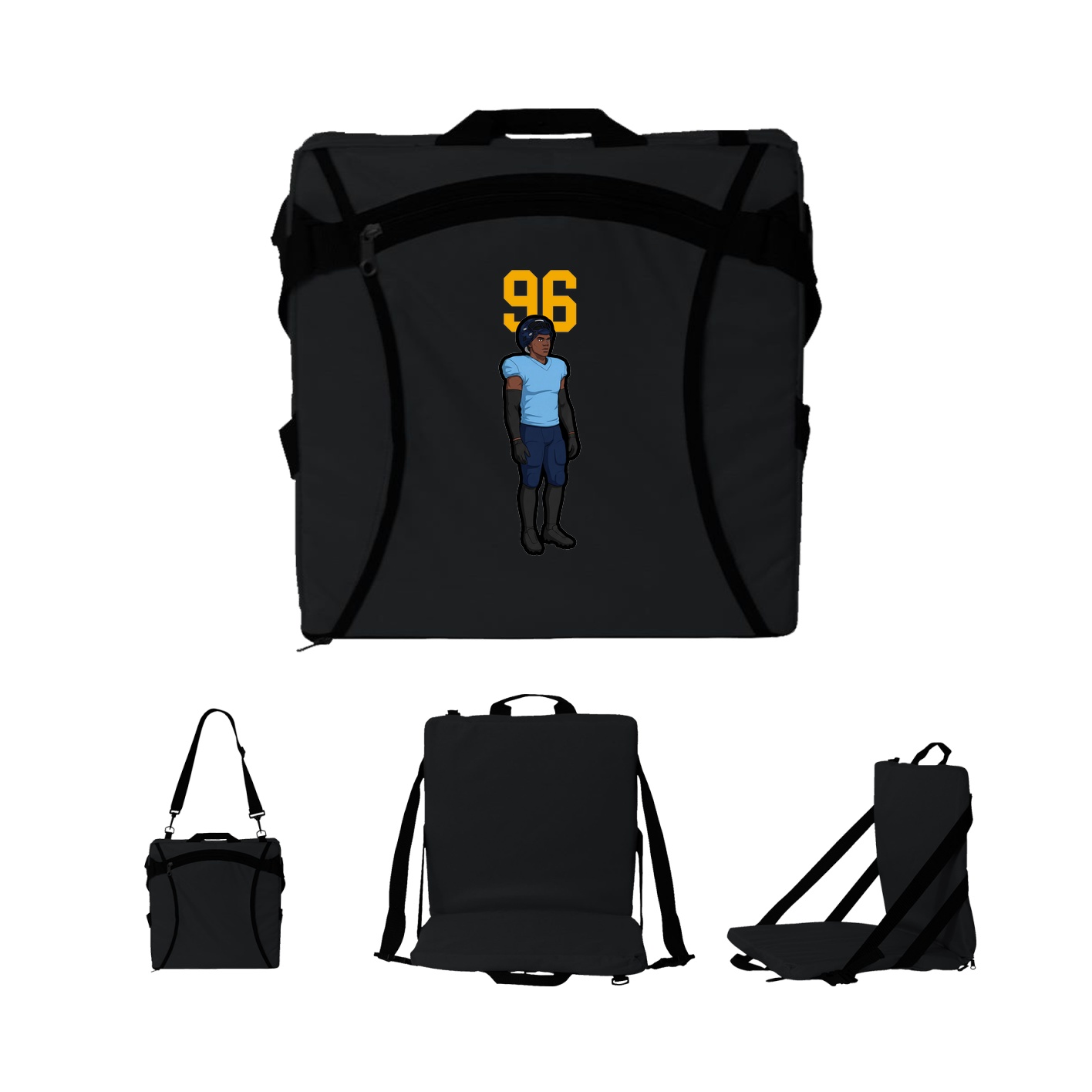 Folding Stadium Seat — Number Top in Black