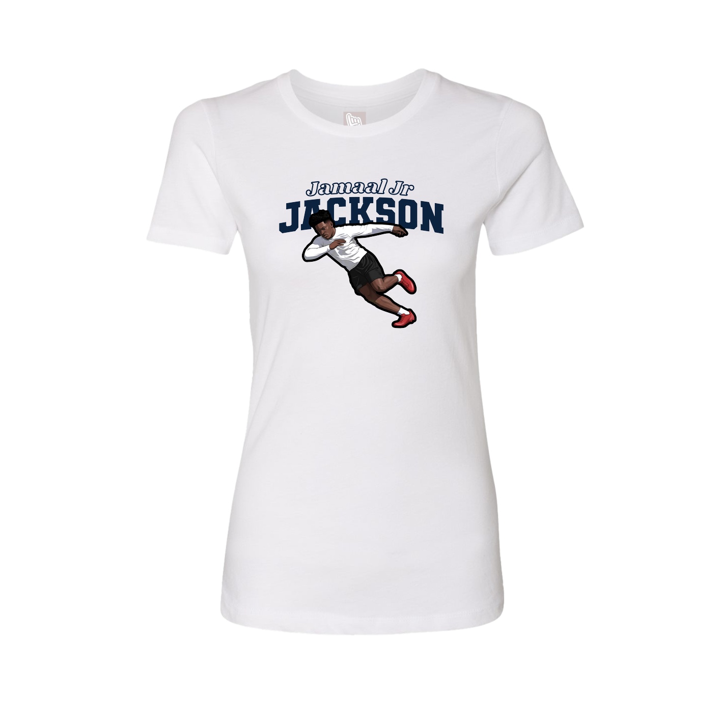 Fitted Women's Tee — Name Arch in White