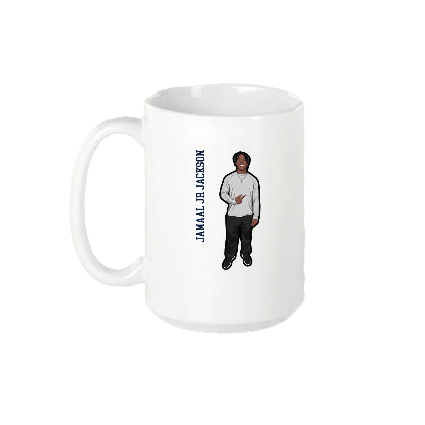 15oz Coffee Mug — Name Vertical in White