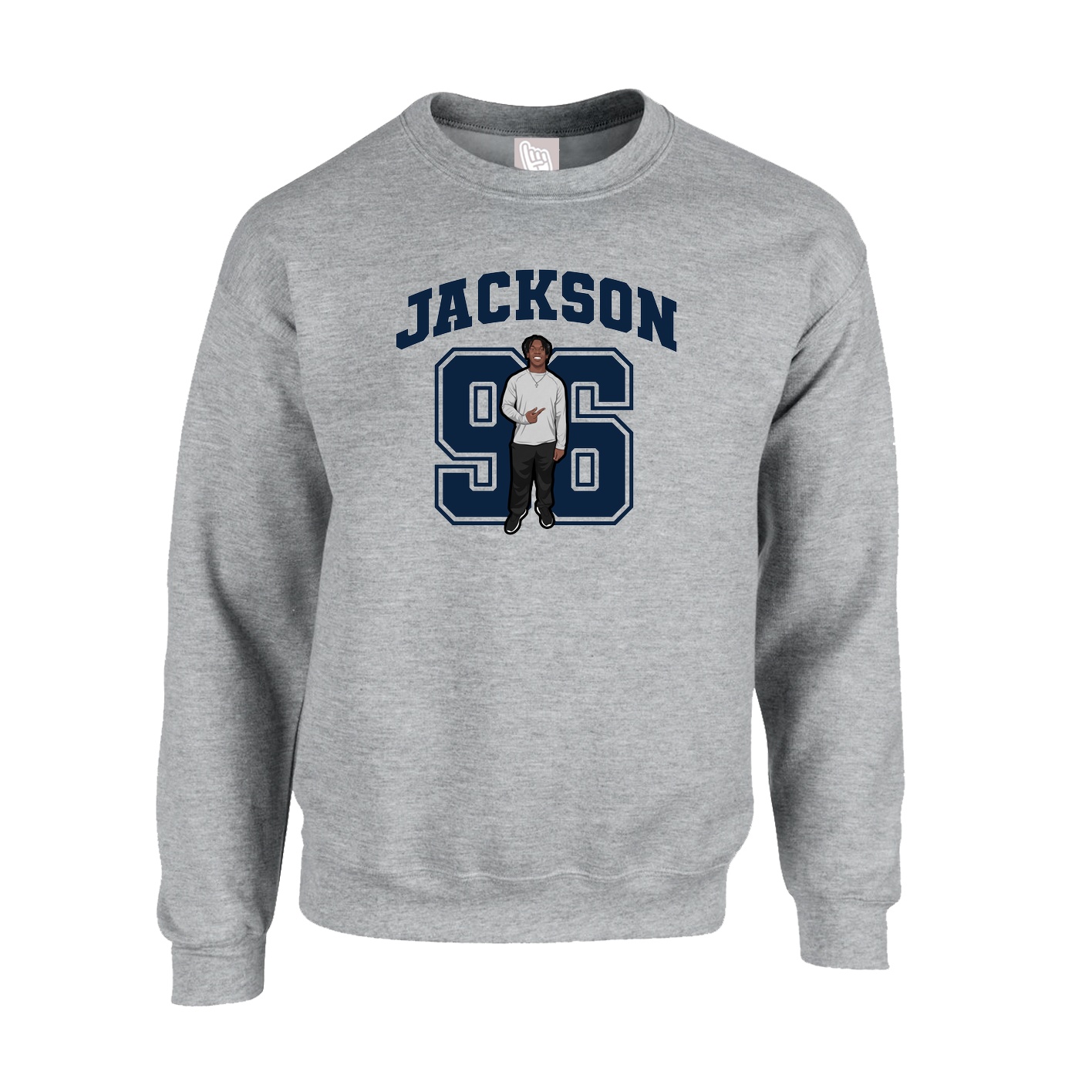 Fleece Crew — Number in Grey