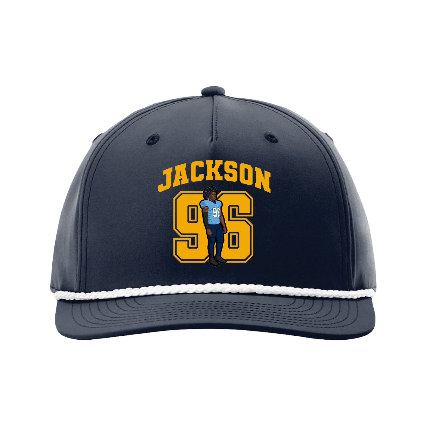 Five-Panel Classic Rope Cap — Number in Navy