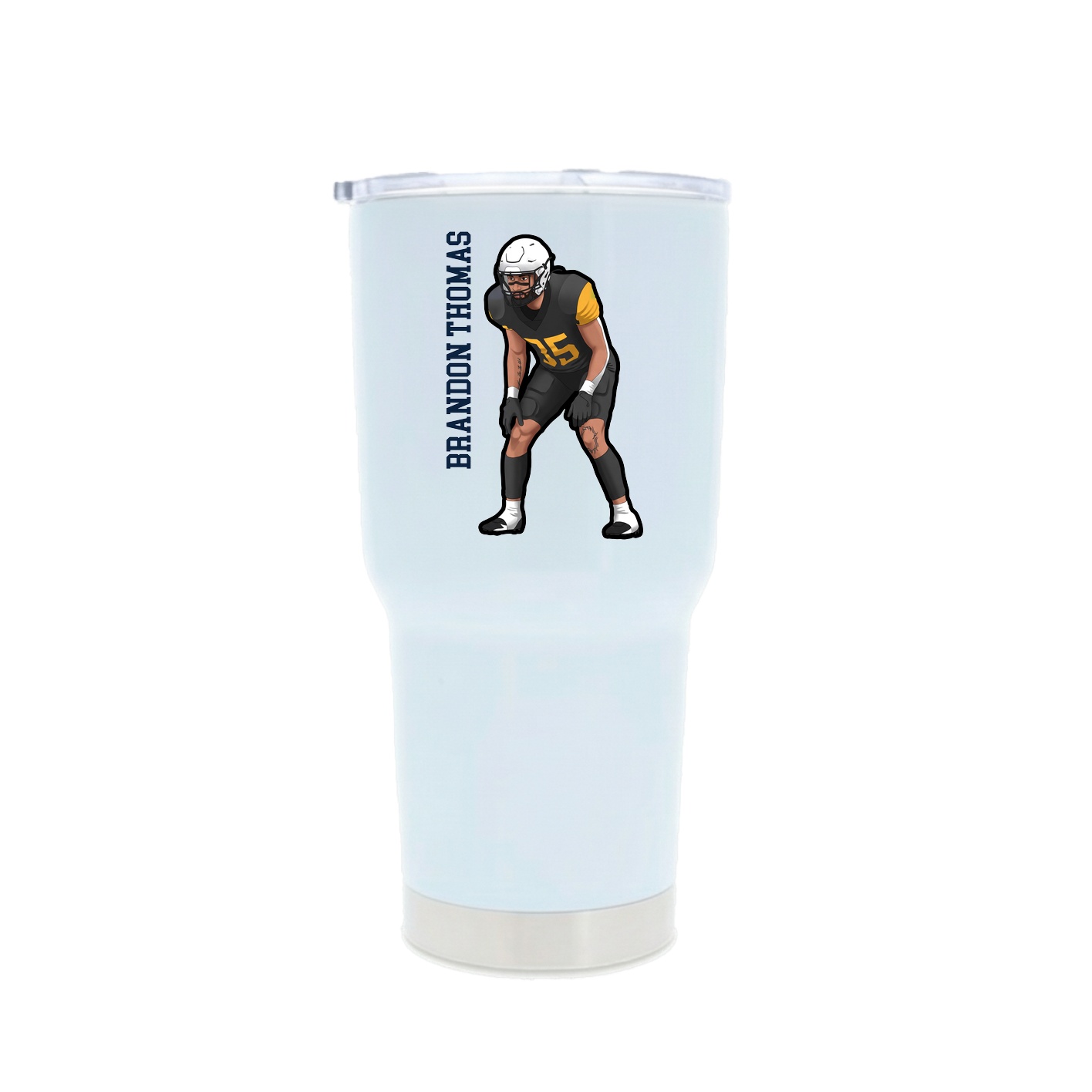 30oz Stainless Steel Tumbler — Name Vertical in White