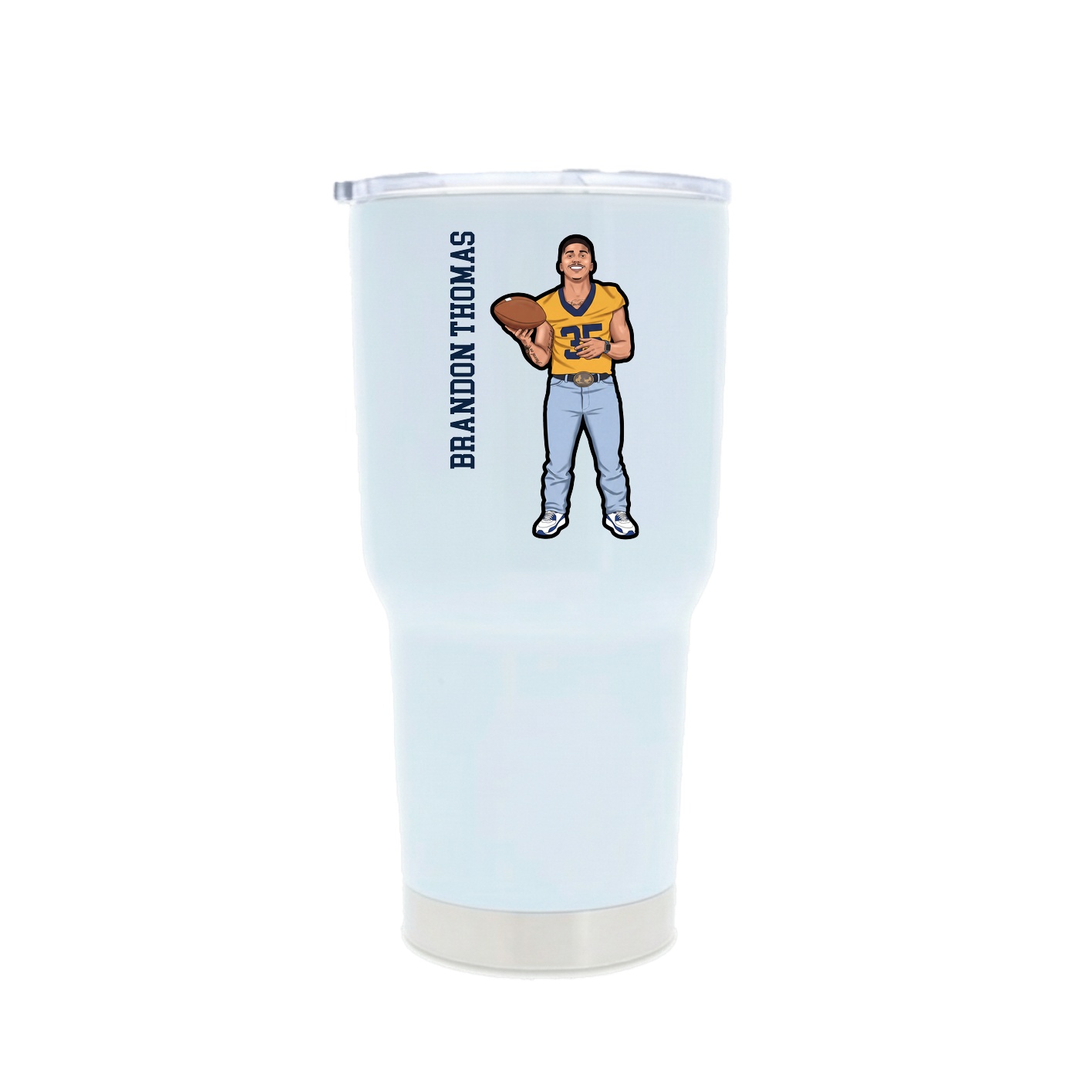30oz Stainless Steel Tumbler — Name Vertical in White