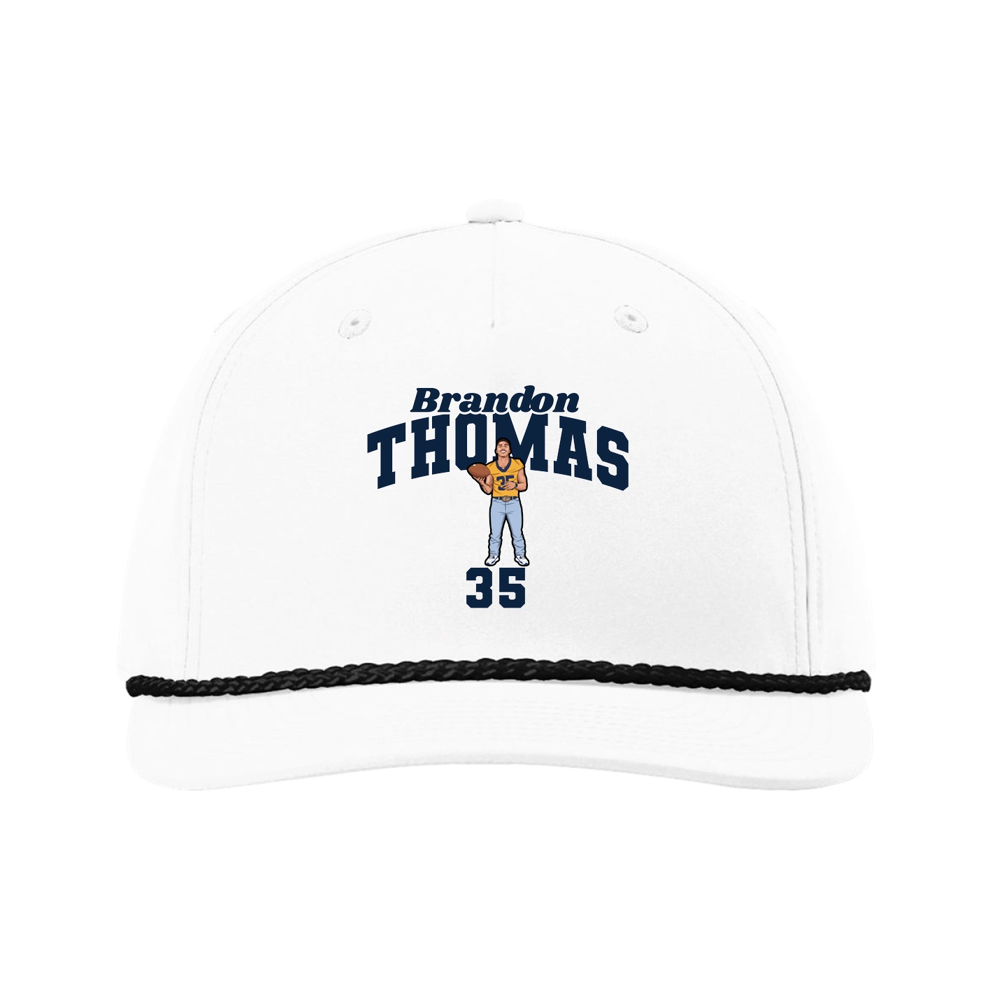 Five-Panel Classic Rope Cap — Signature Arch in White