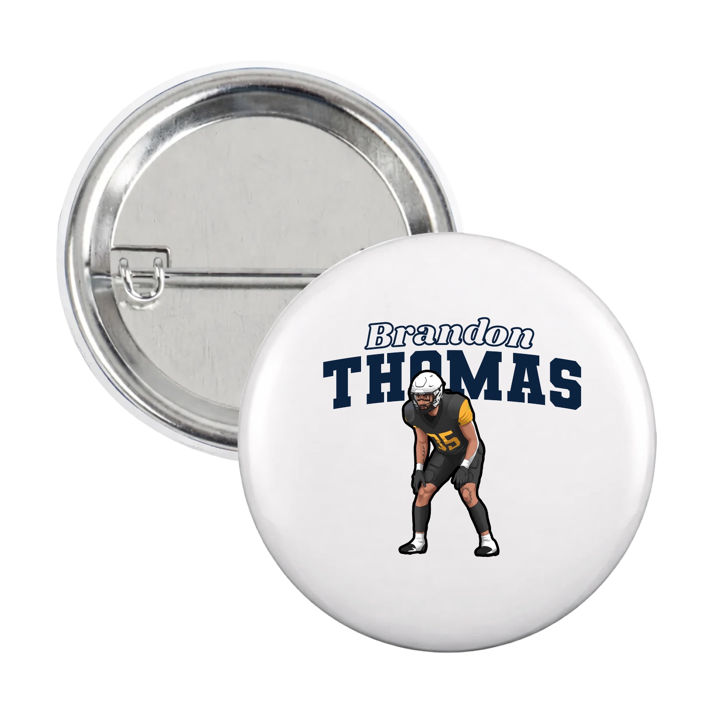Game Day Button — Name Arch in White