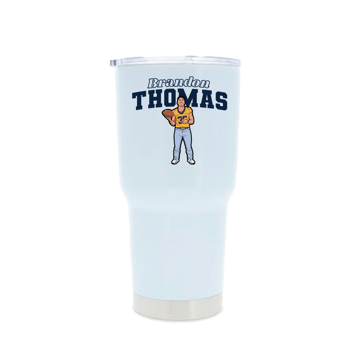 30oz Stainless Steel Tumbler — Name Arch in White
