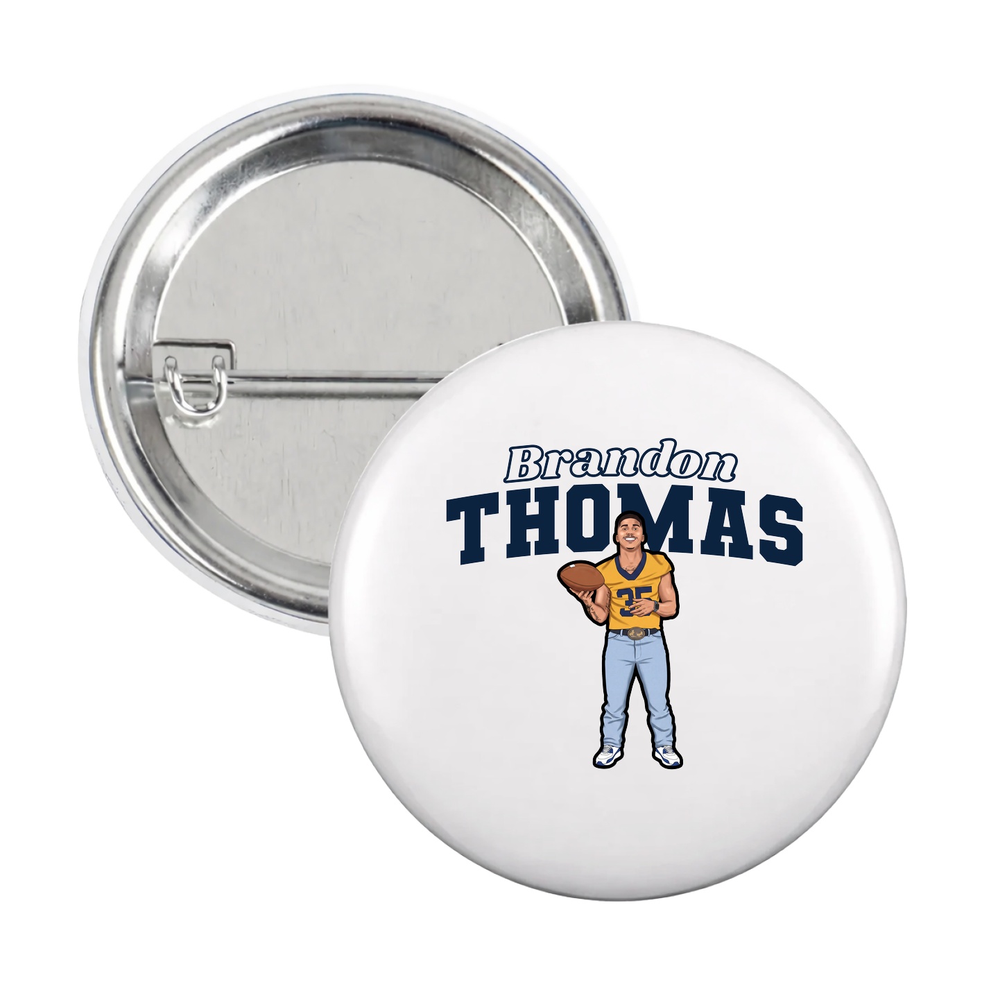 Game Day Button — Name Arch in White